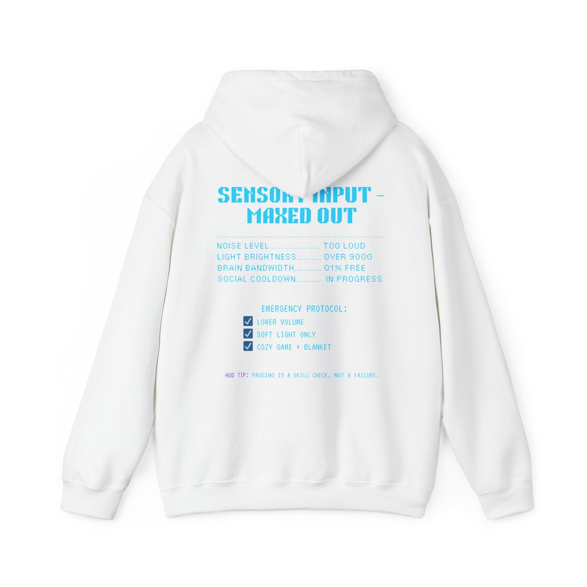 ⚡ OVERSTIMULATED STILL IN THE GAME Hoodie • Sensory Input Maxed Out Gamer Hoodie • Retro Pixel Anxiety Sweatshirt • Cozy Introvert Gamer Gift