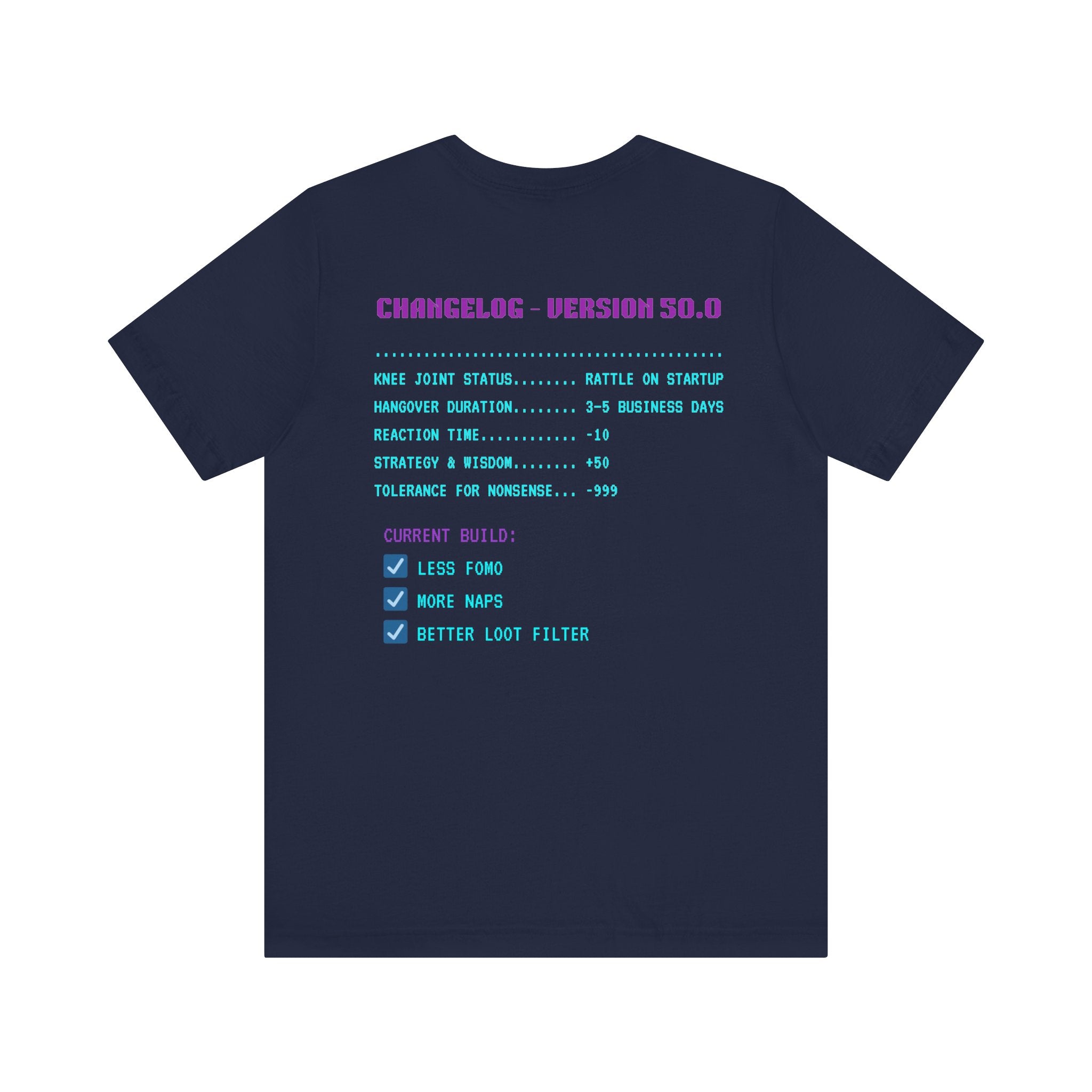 🎮 HUMAN.EXE Patch Notes v50.0 Shirt • Funny 50th Birthday Gamer T-Shirt • Retro Changelog Tee for 80s 90s Gamers • Level 50 Upgrade Gift