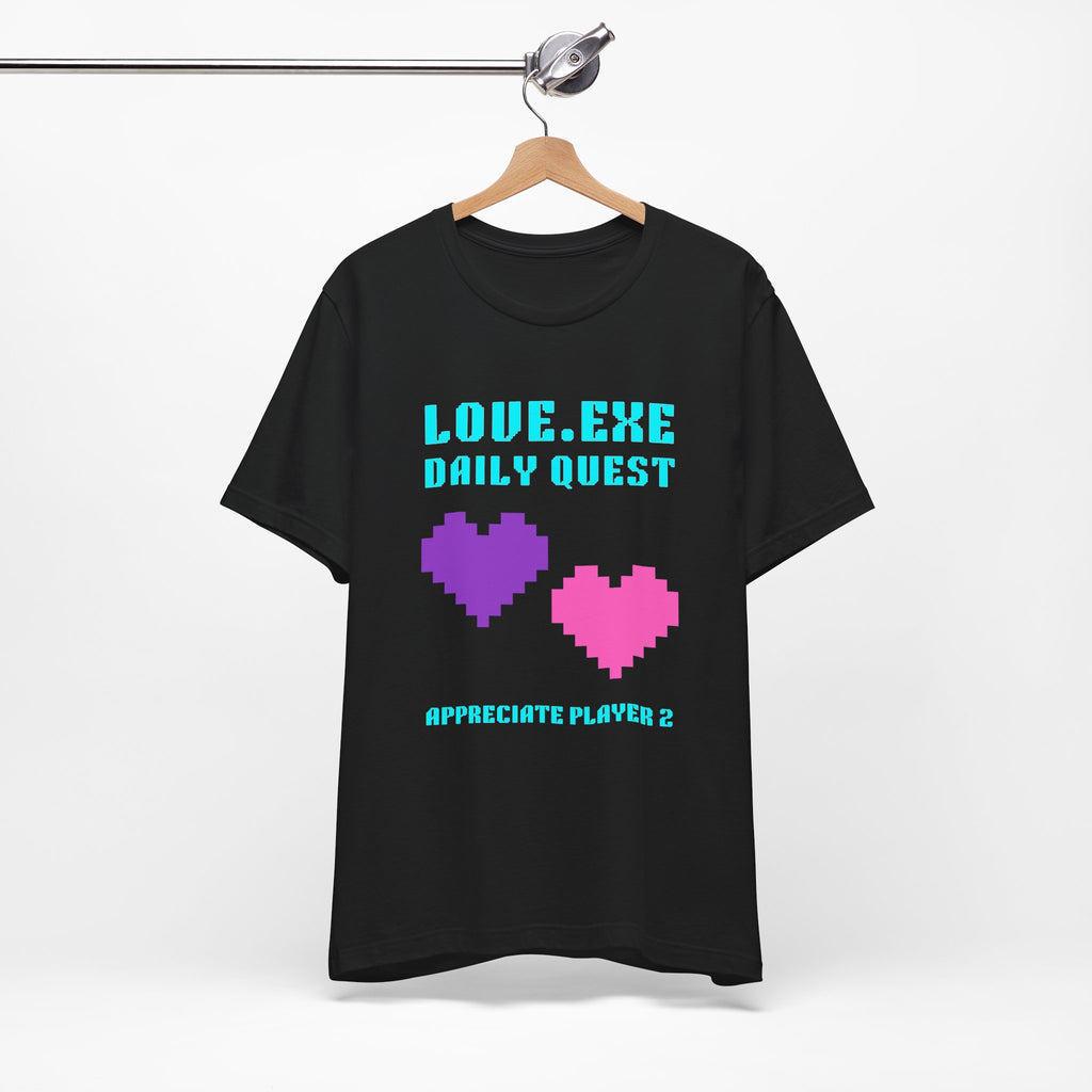 Love Exe Daily Quest Appreciate Player 2 Shirt | Funny Gamer Couple Gift | Anniversary Gift for Him Her | Gaming Relationship Tee | Romance