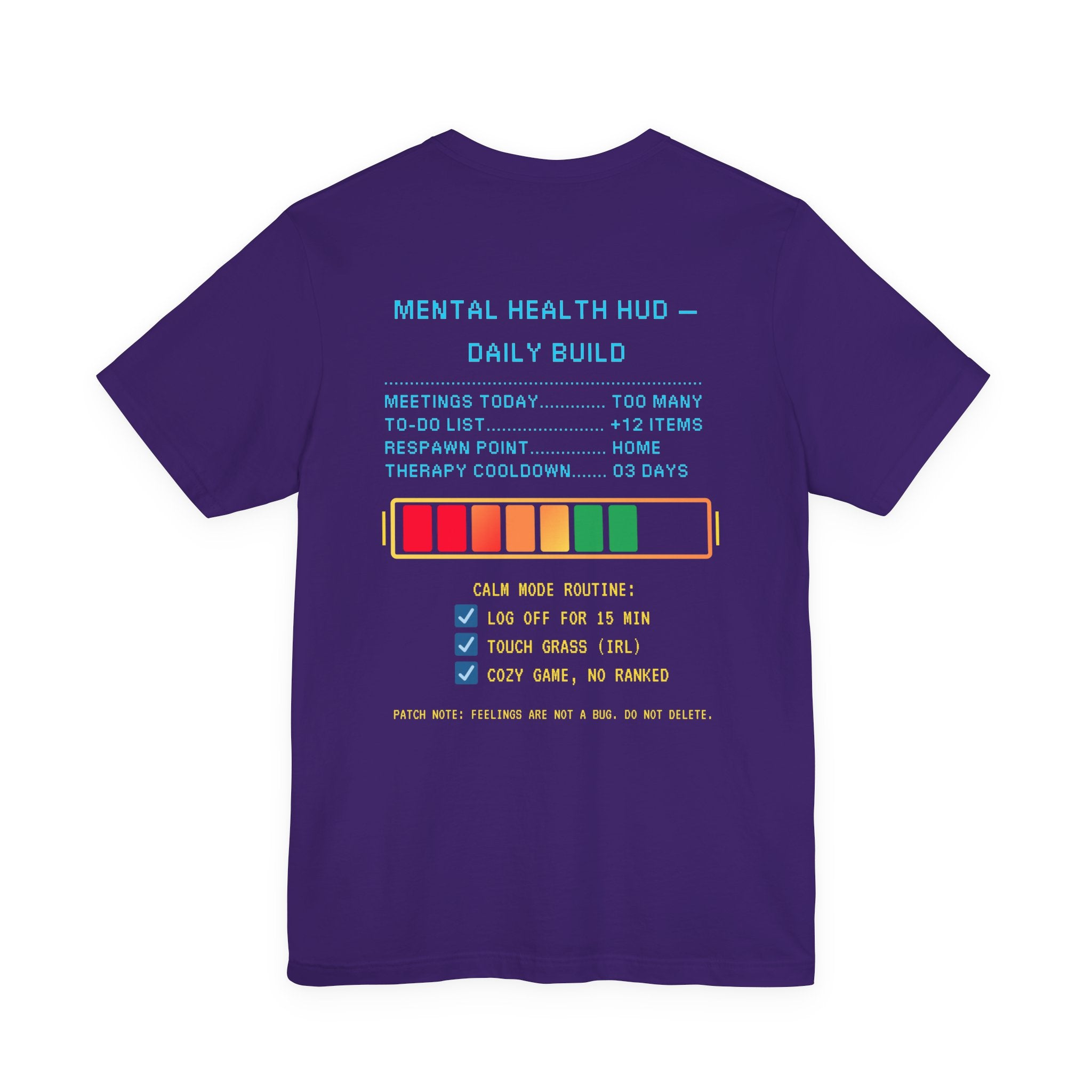 🧠 STRESS LEVELS AT 67% Shirt • Syncing to Calm Mode Gamer Tee • Mental Health HUD Pixel T-Shirt • Retro 80s 90s Gamer Gift for Adults