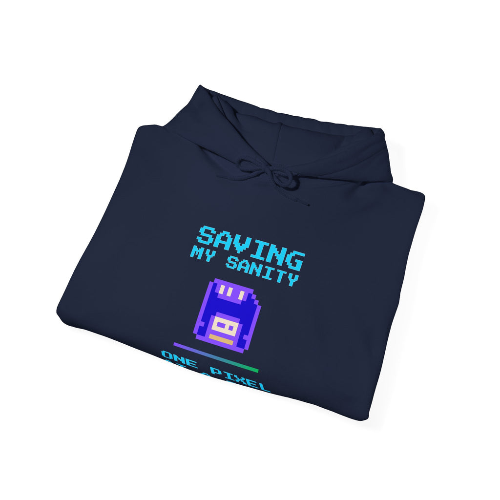 🔥 Saving My Sanity Hoodie | Front + Back Design | Gamer Mental Health Sweatshirt | Retro Floppy Disk Gaming Humor