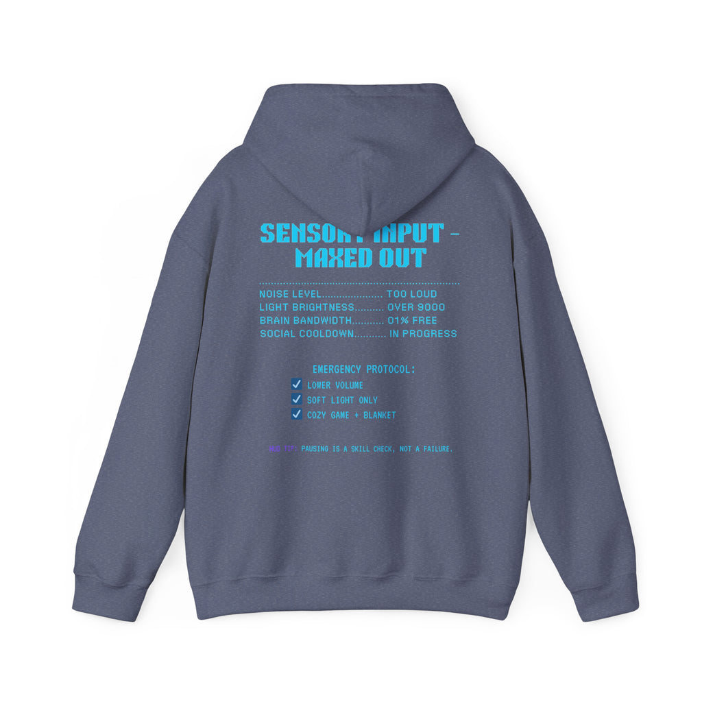 ⚡ OVERSTIMULATED STILL IN THE GAME Hoodie • Sensory Input Maxed Out Gamer Hoodie • Retro Pixel Anxiety Sweatshirt • Cozy Introvert Gamer Gift
