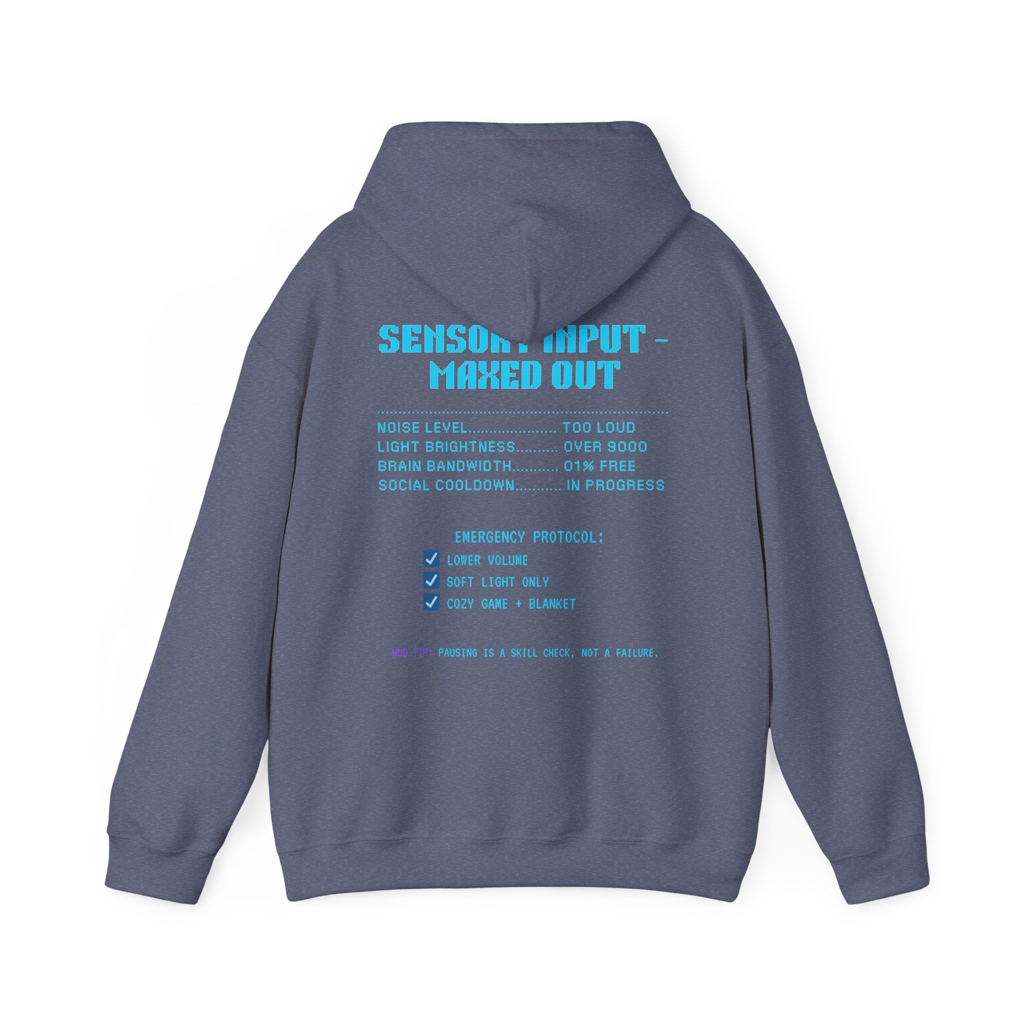 ⚡ OVERSTIMULATED STILL IN THE GAME Hoodie • Sensory Input Maxed Out Gamer Hoodie • Retro Pixel Anxiety Sweatshirt • Cozy Introvert Gamer Gift