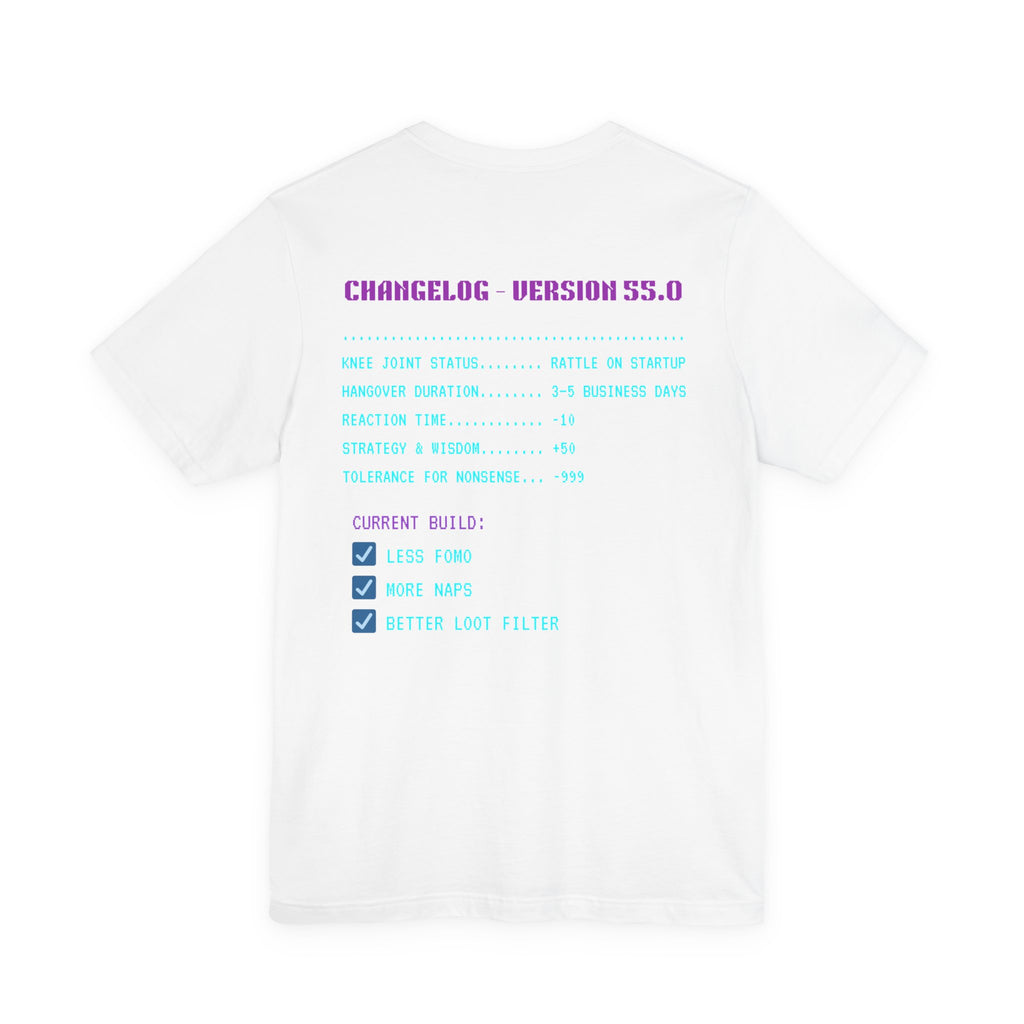 🎮 HUMAN.EXE Patch Notes v55.0 Shirt • Funny 55th Birthday Gamer T-Shirt • Retro Changelog Tee for 80s 90s Gamers • Level 55 Upgrade Gift
