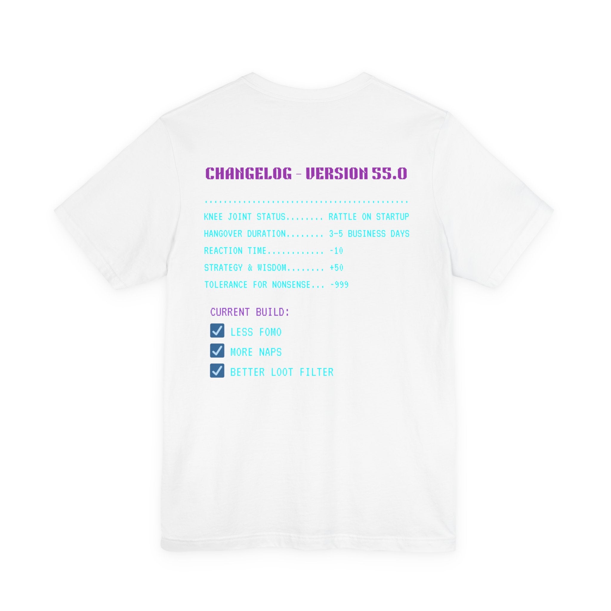 🎮 HUMAN.EXE Patch Notes v55.0 Shirt • Funny 55th Birthday Gamer T-Shirt • Retro Changelog Tee for 80s 90s Gamers • Level 55 Upgrade Gift