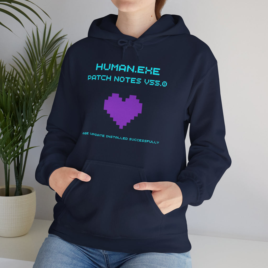 🎮 HUMAN.EXE Patch Notes v 55.0 Hoodie • Funny 55th Birthday Gamer Hoodie • Retro Changelog Sweatshirt • Cozy Level 55 Upgrade Gift