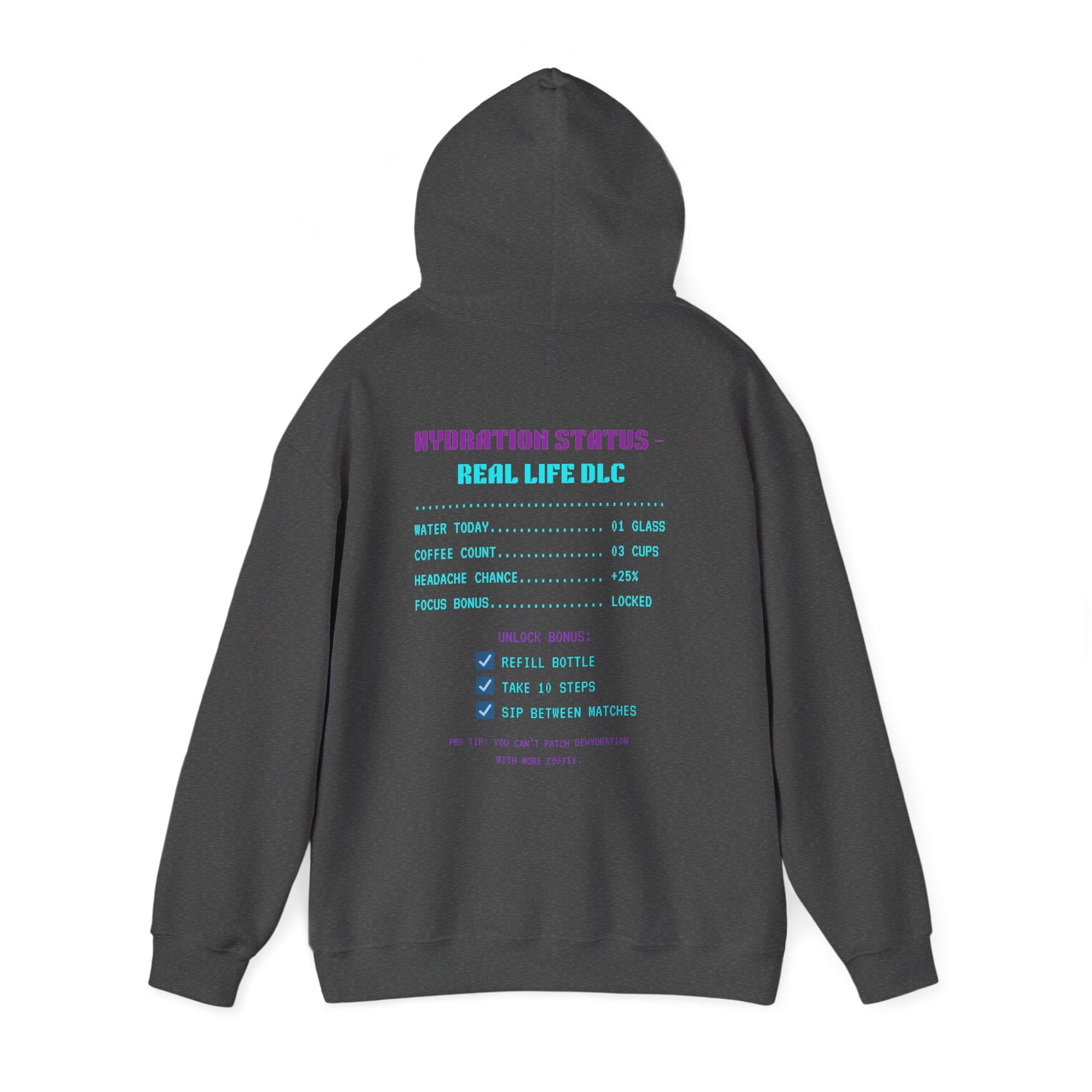 💧 HUMAN.EXE NEEDS WATER Hoodie • Hydration Quest Gamer Hoodie • Cozy Retro Gamer Sweatshirt • Funny 80s 90s Gaming Gift