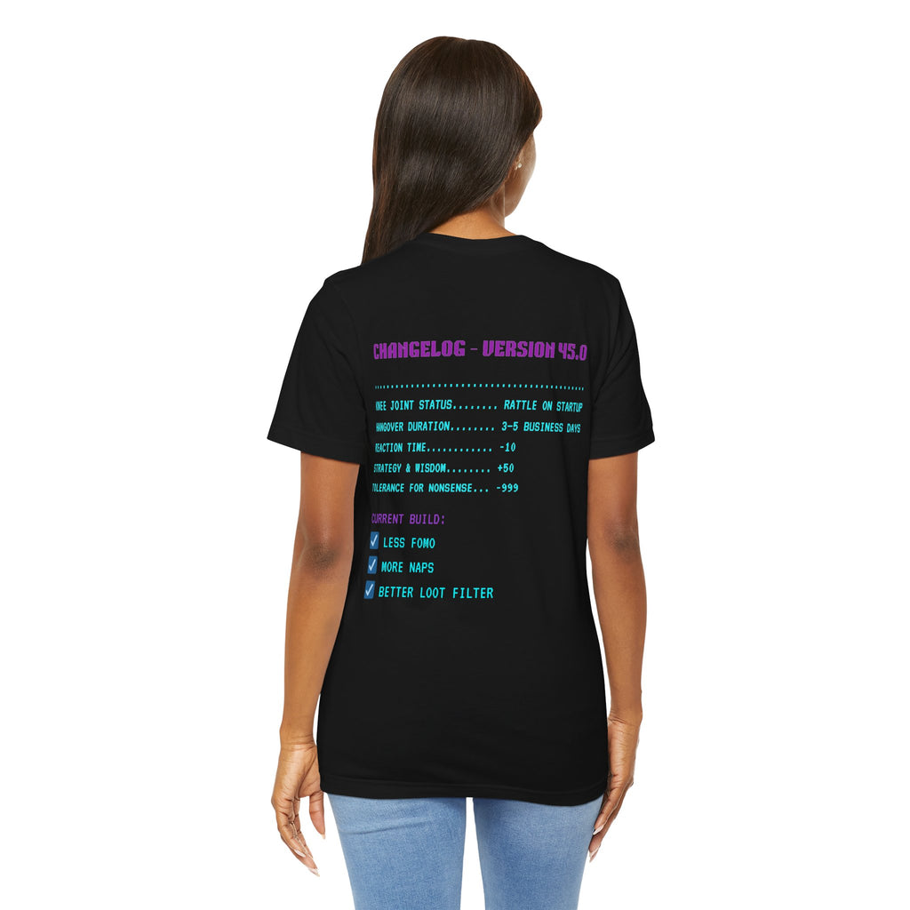 🎮 HUMAN.EXE Patch Notes v45.0 Shirt • Funny 45th Birthday Gamer T-Shirt • Retro Changelog Tee for 80s 90s Gamers • Level 45 Upgrade Gift
