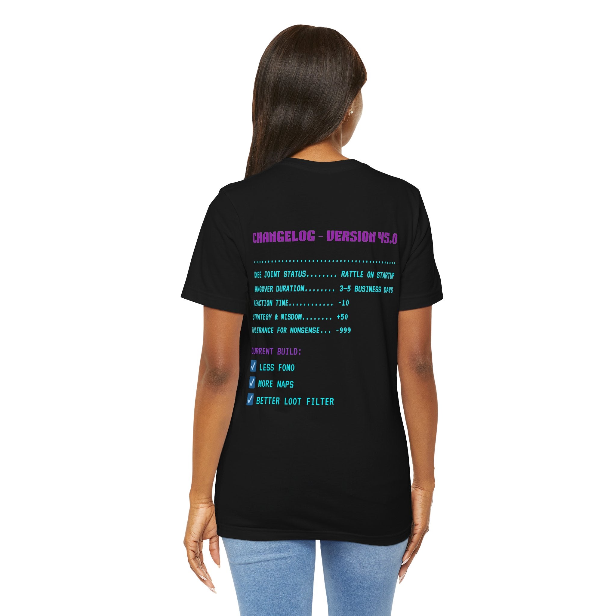 🎮 HUMAN.EXE Patch Notes v45.0 Shirt • Funny 45th Birthday Gamer T-Shirt • Retro Changelog Tee for 80s 90s Gamers • Level 45 Upgrade Gift