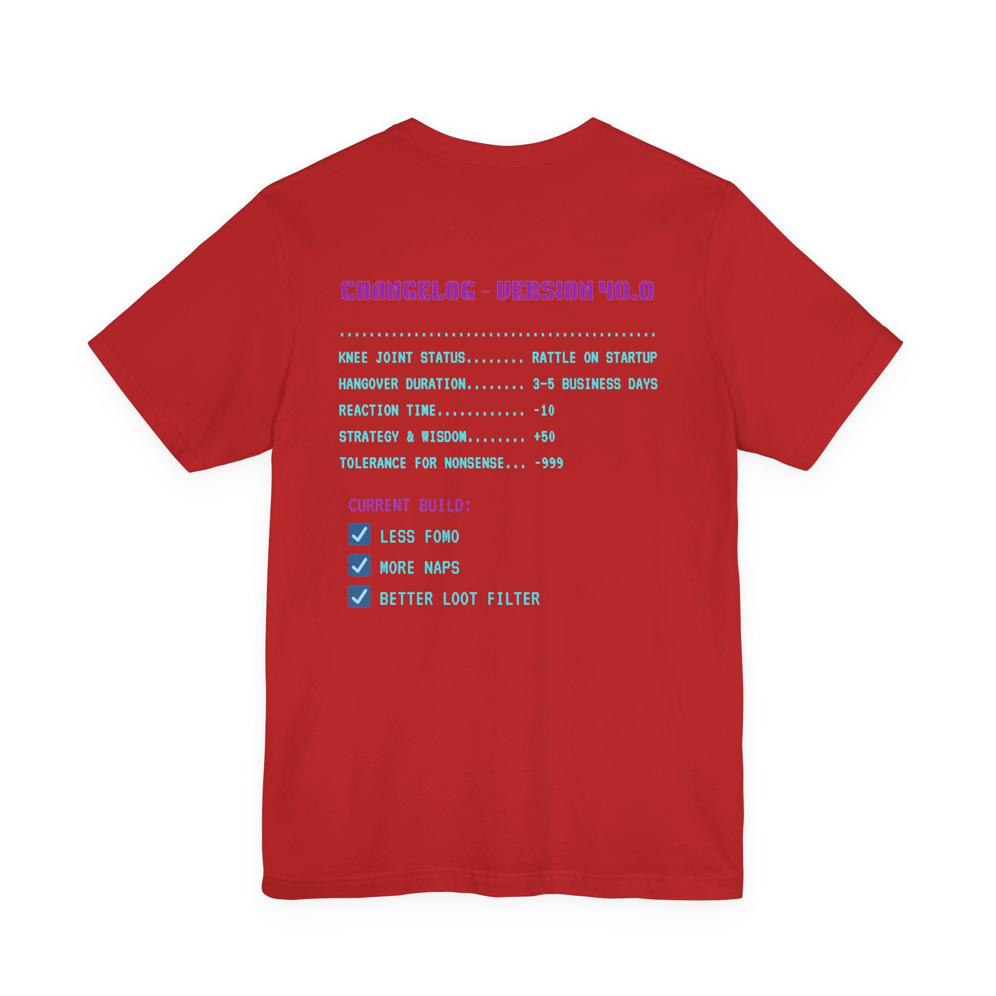 🎮 HUMAN.EXE Patch Notes v40.0 Shirt • Funny 40th Birthday Gamer T-Shirt • Retro Changelog Tee for 80s 90s Gamers • Level 40 Upgrade Gift