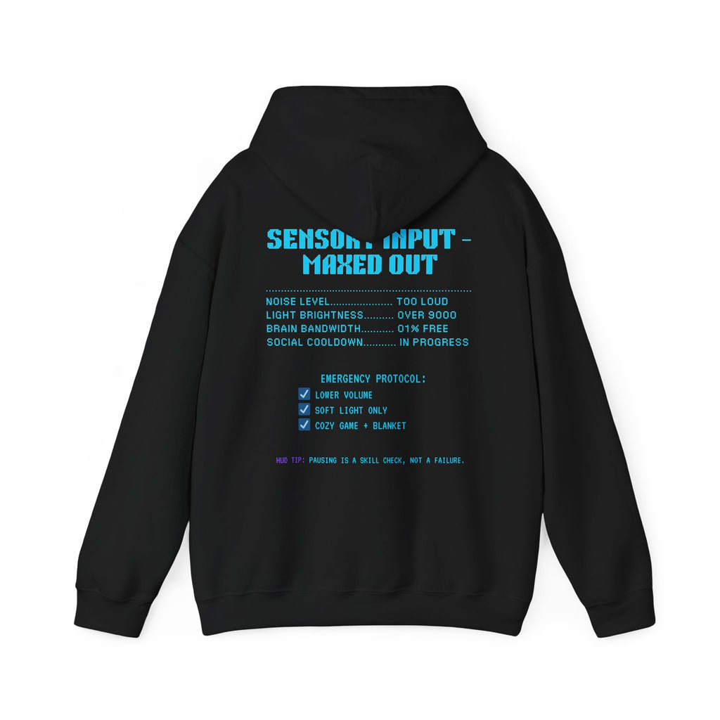 ⚡ OVERSTIMULATED STILL IN THE GAME Hoodie • Sensory Input Maxed Out Gamer Hoodie • Retro Pixel Anxiety Sweatshirt • Cozy Introvert Gamer Gift