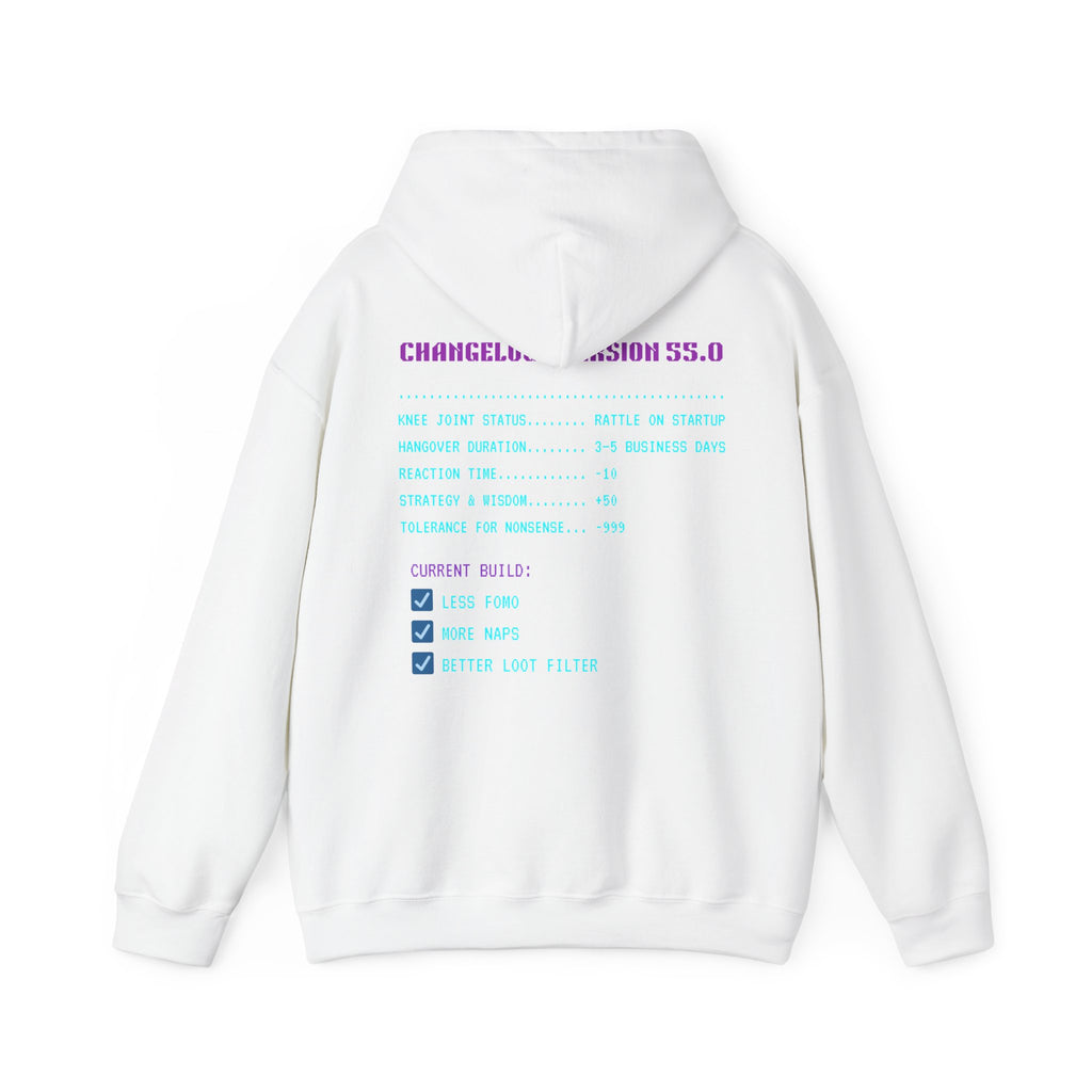 🎮 HUMAN.EXE Patch Notes v 55.0 Hoodie • Funny 55th Birthday Gamer Hoodie • Retro Changelog Sweatshirt • Cozy Level 55 Upgrade Gift