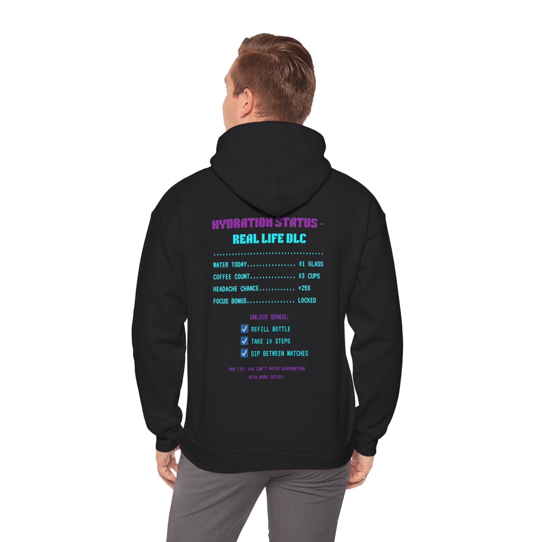 💧 HUMAN.EXE NEEDS WATER Hoodie • Hydration Quest Gamer Hoodie • Cozy Retro Gamer Sweatshirt • Funny 80s 90s Gaming Gift