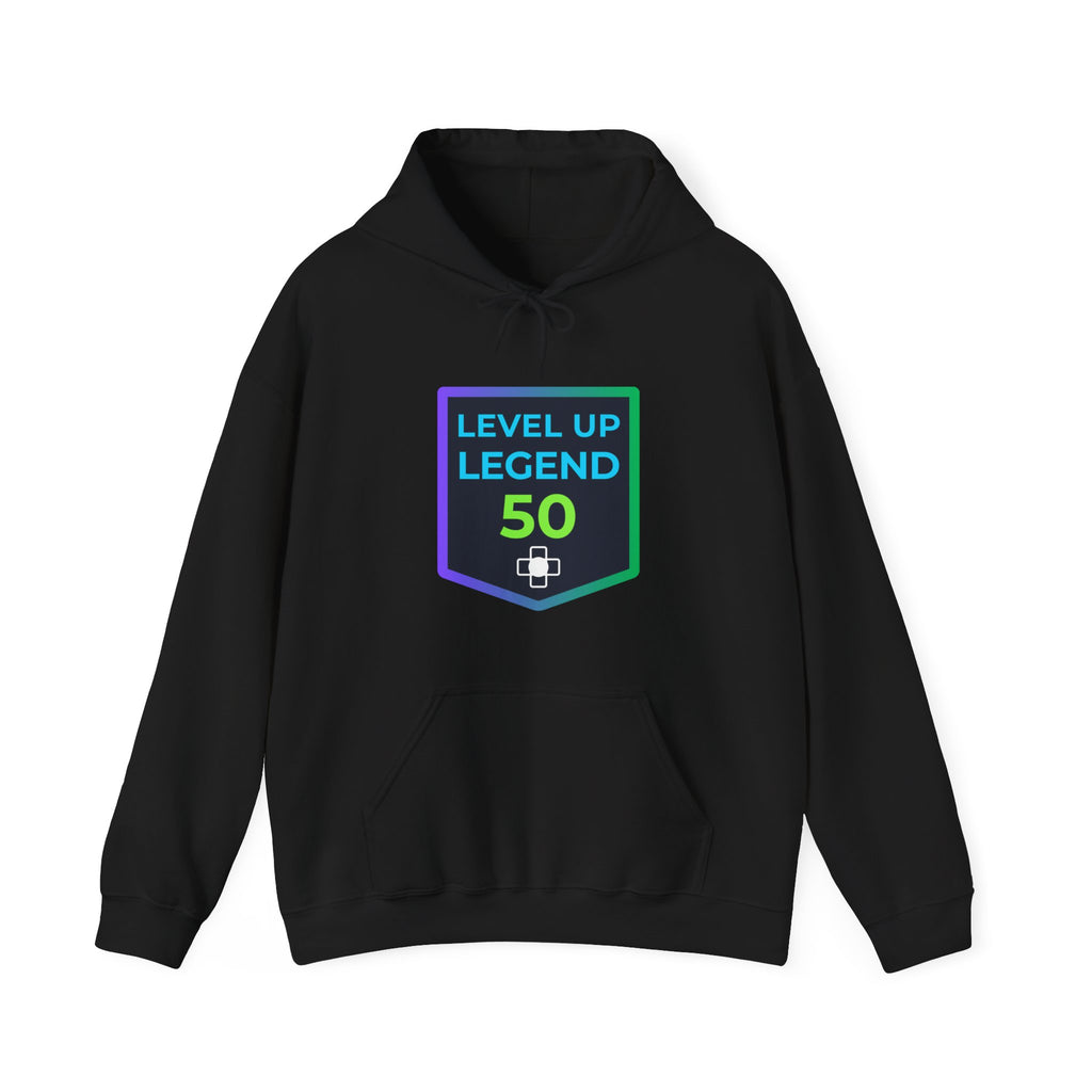 🔥 Level 50 Legend Hoodie • Retro Gamer 50th Birthday Gift • Front + Back Design • Arcade Achievement Hoodie