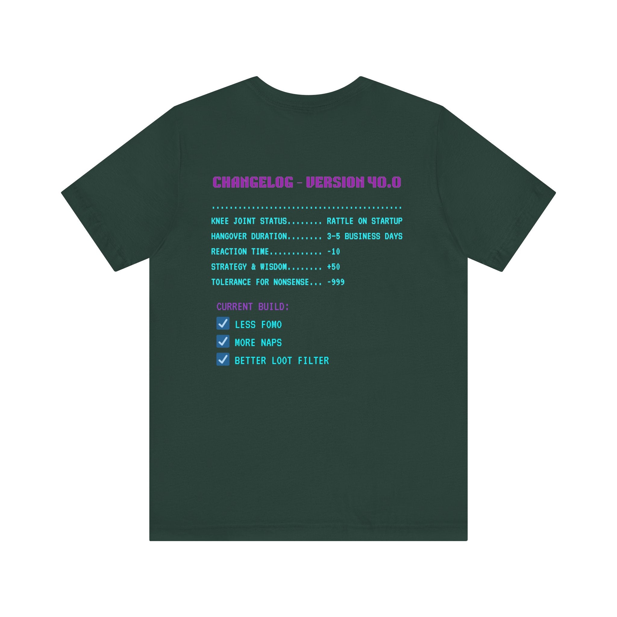 🎮 HUMAN.EXE Patch Notes v40.0 Shirt • Funny 40th Birthday Gamer T-Shirt • Retro Changelog Tee for 80s 90s Gamers • Level 40 Upgrade Gift