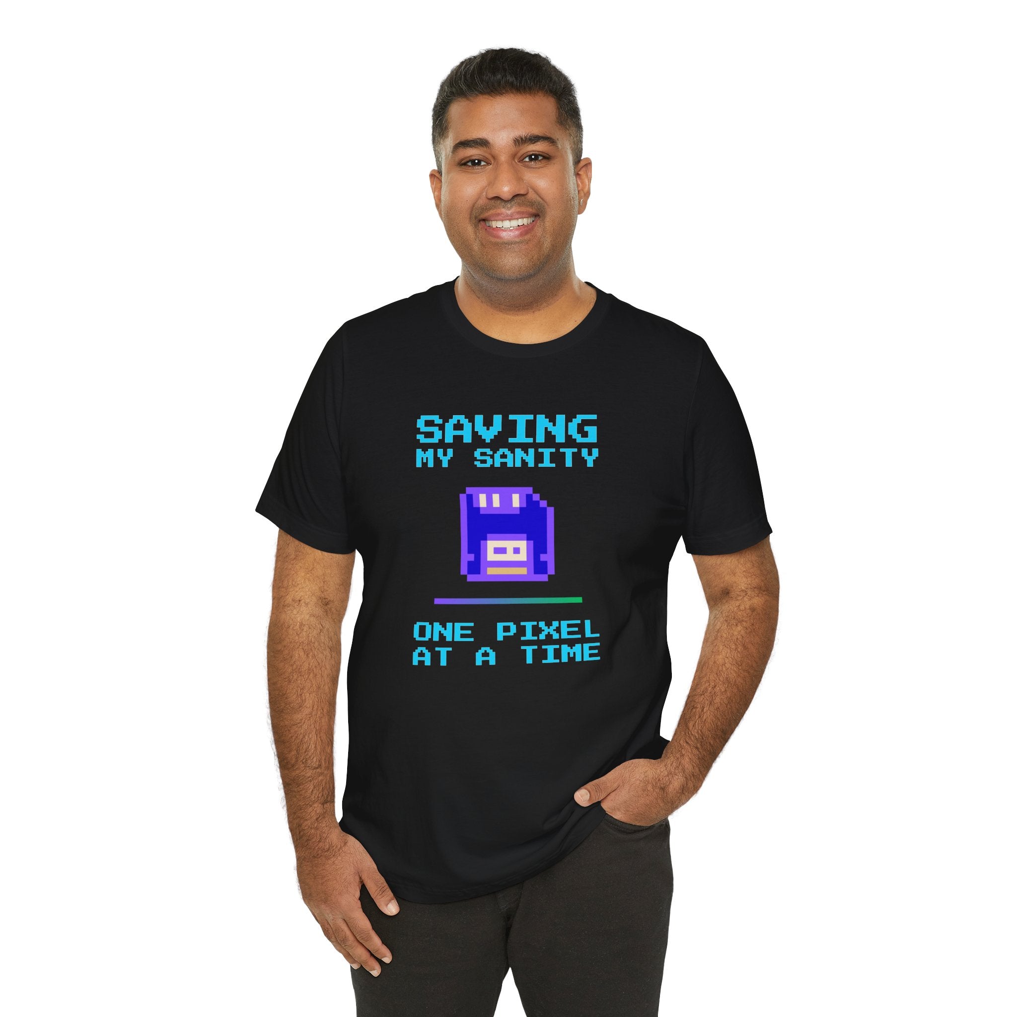 🔥 Saving My Sanity Shirt | Front + Back Design | Gamer Mental Health Tee | Retro Floppy Disk Gaming Humor