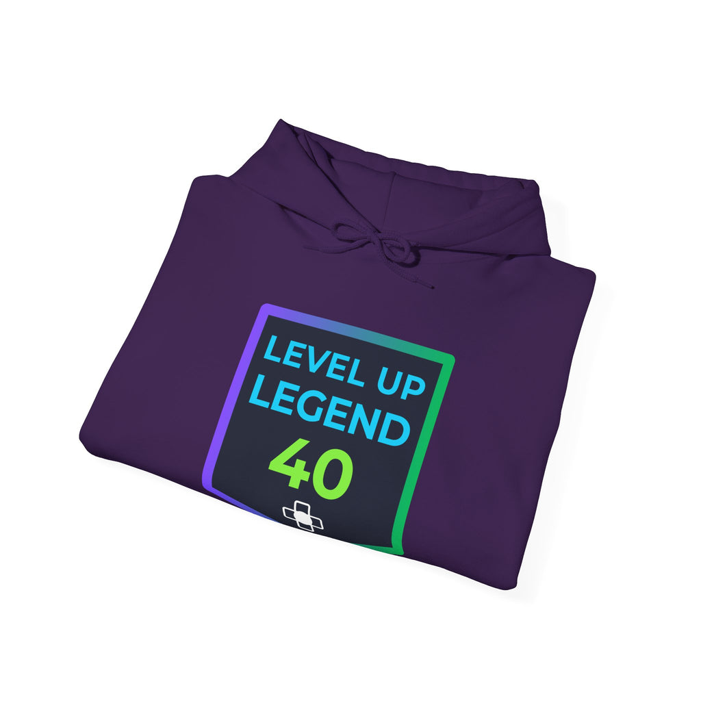 🔥 Level 40 Legend Hoodie • Retro Gamer 40th Birthday Gift • Front + Back Design • Arcade Achievement Hoodie