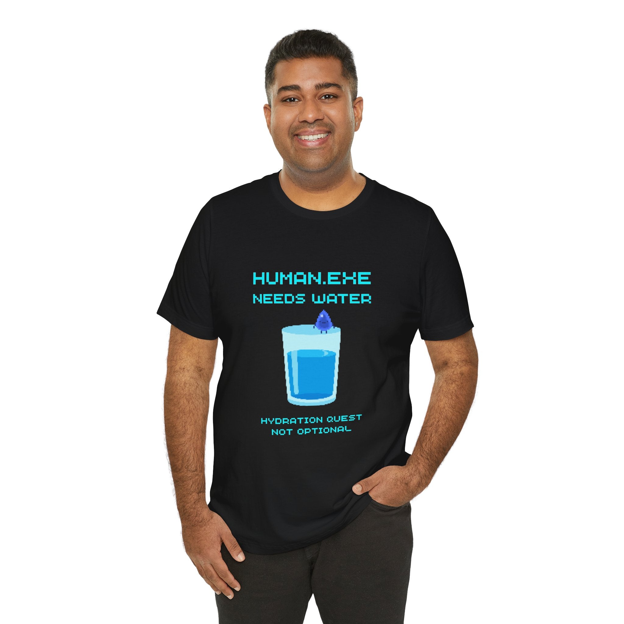 💧 HUMAN.EXE NEEDS WATER Shirt • Hydration Quest Gamer Tee • Retro 80s 90s Video Game T-Shirt • Funny Introvert Gift for Gamers