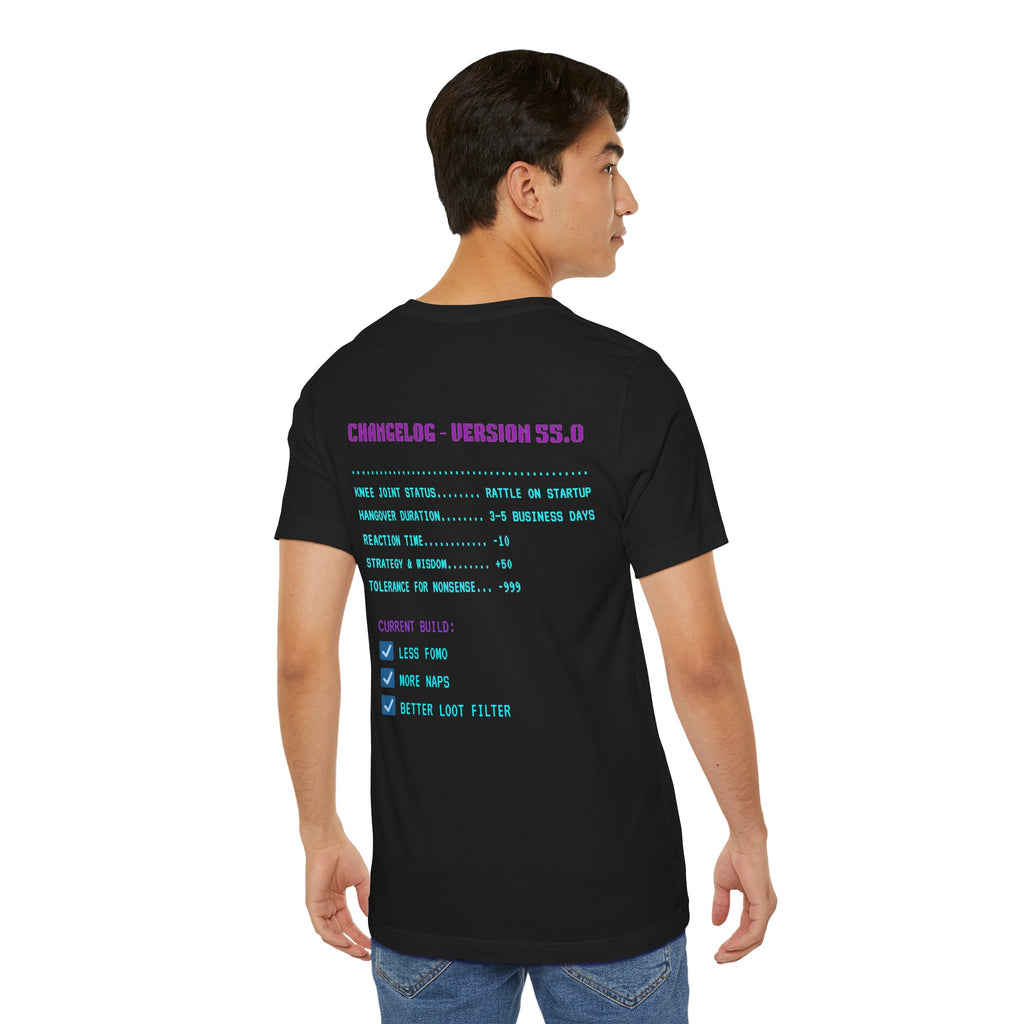 🎮 HUMAN.EXE Patch Notes v55.0 Shirt • Funny 55th Birthday Gamer T-Shirt • Retro Changelog Tee for 80s 90s Gamers • Level 55 Upgrade Gift
