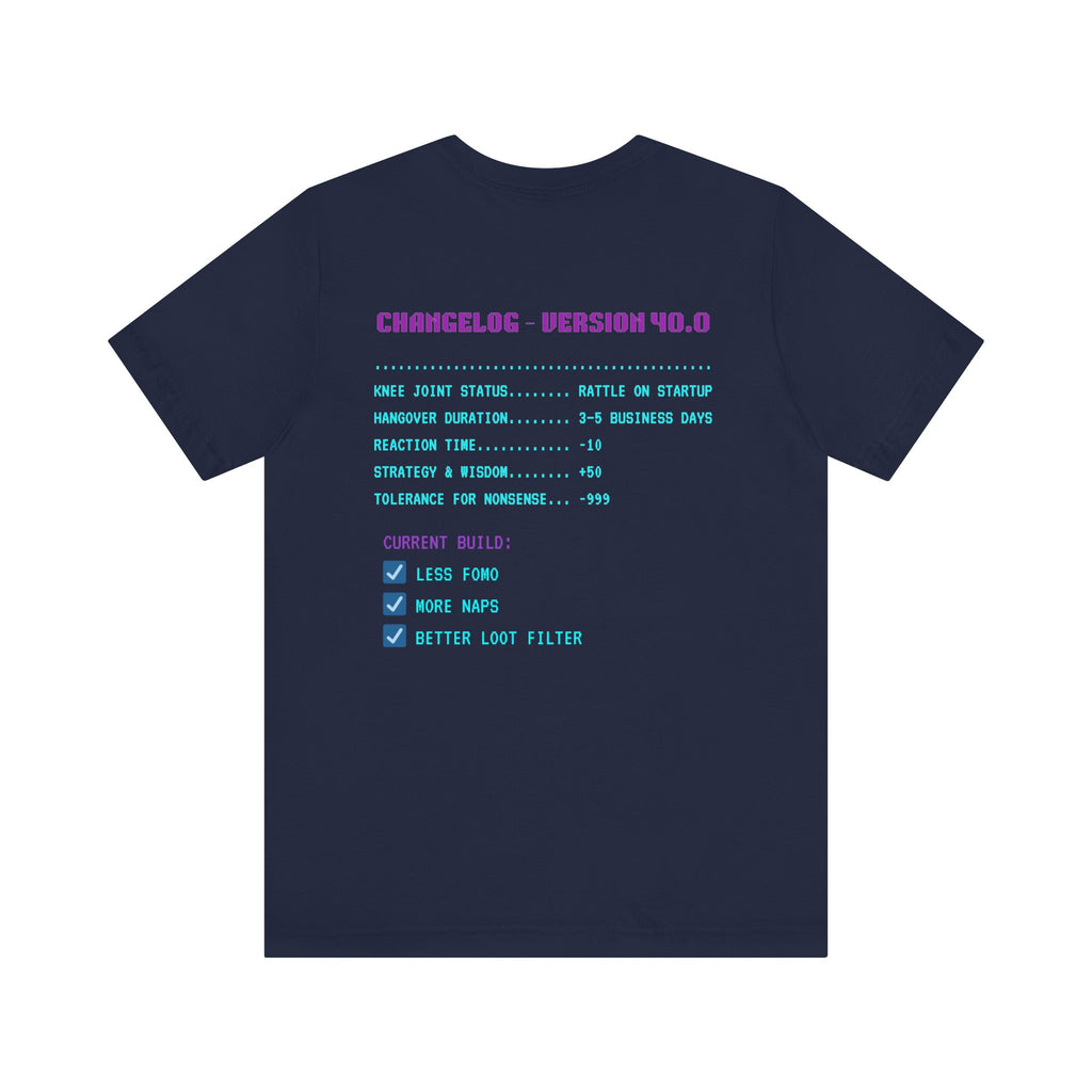 🎮 HUMAN.EXE Patch Notes v40.0 Shirt • Funny 40th Birthday Gamer T-Shirt • Retro Changelog Tee for 80s 90s Gamers • Level 40 Upgrade Gift