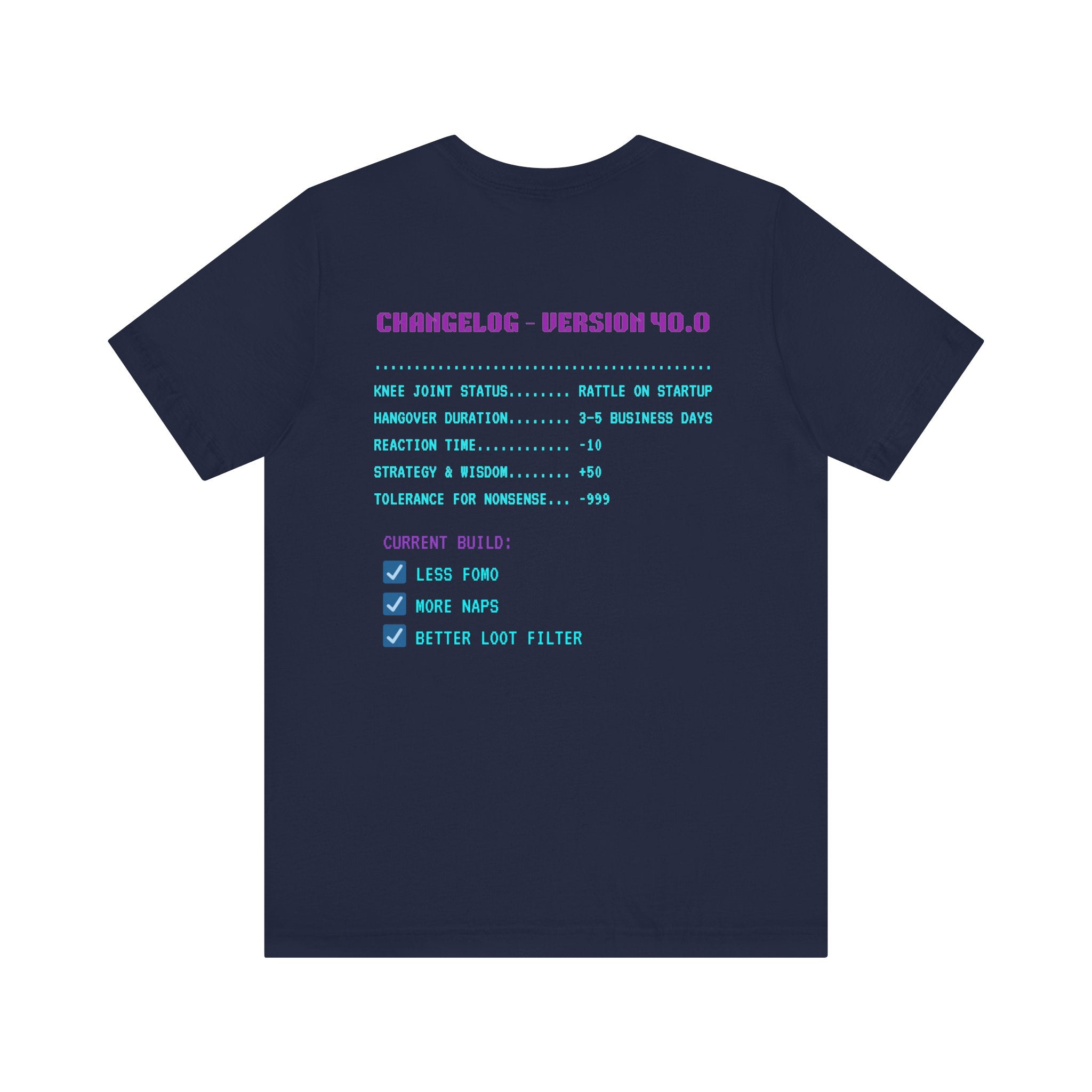 🎮 HUMAN.EXE Patch Notes v40.0 Shirt • Funny 40th Birthday Gamer T-Shirt • Retro Changelog Tee for 80s 90s Gamers • Level 40 Upgrade Gift