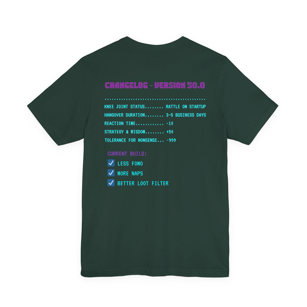 🎮 HUMAN.EXE Patch Notes v50.0 Shirt • Funny 50th Birthday Gamer T-Shirt • Retro Changelog Tee for 80s 90s Gamers • Level 50 Upgrade Gift