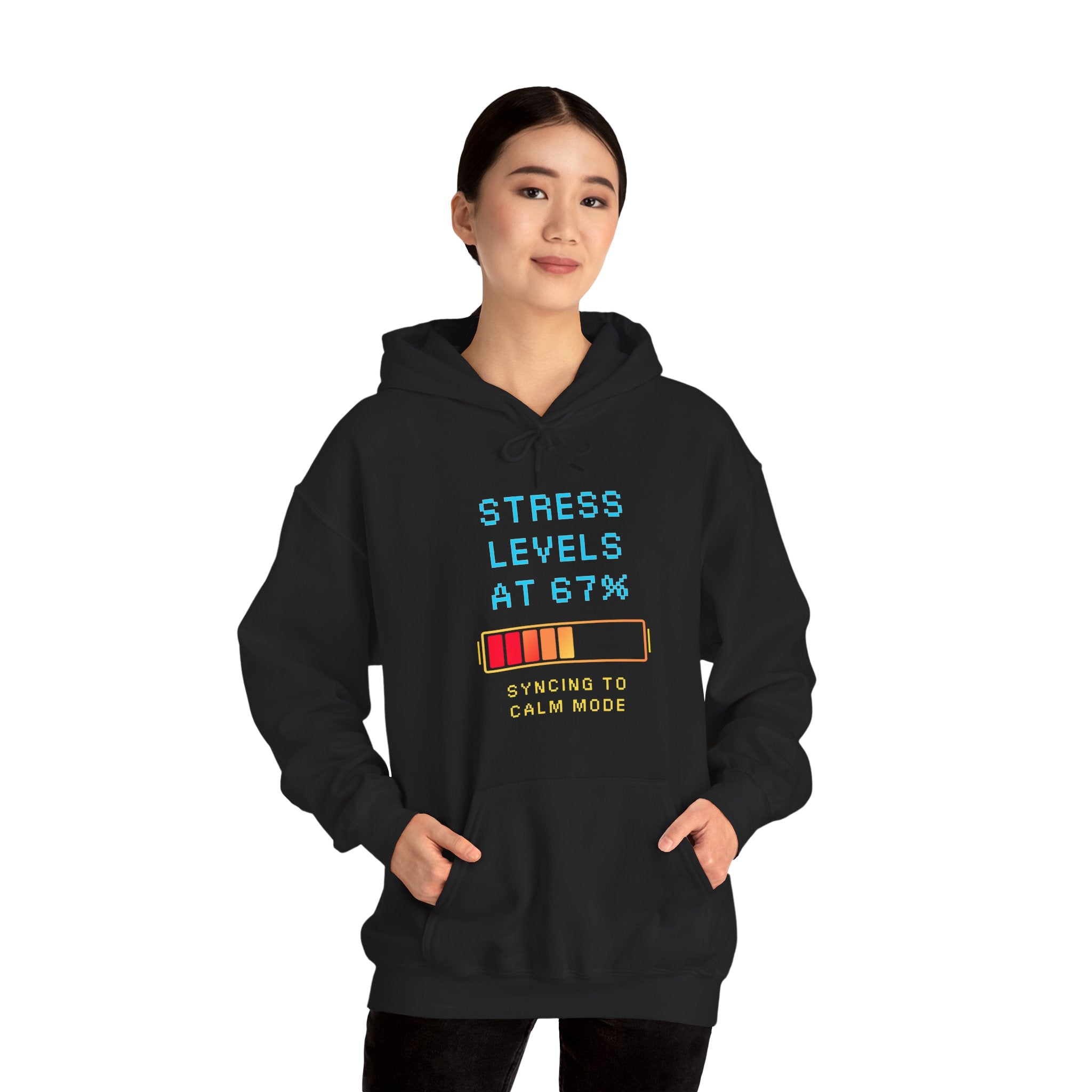 Stress Levels at 67% – Syncing to Calm Mode Gamer Hoodie (Front & Back Print)