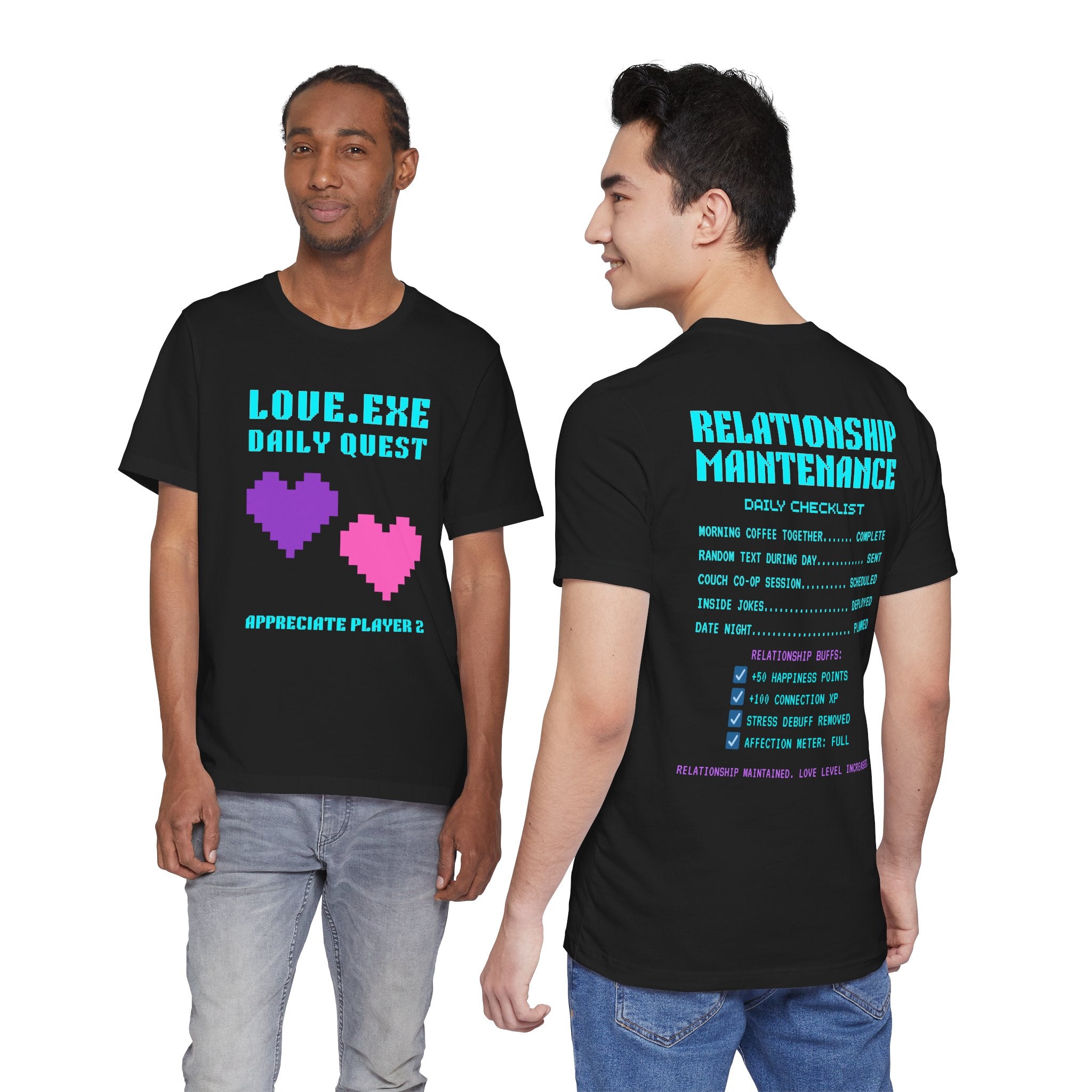Love Exe Daily Quest Appreciate Player 2 Shirt | Funny Gamer Couple Gift | Anniversary Gift for Him Her | Gaming Relationship Tee | Romance