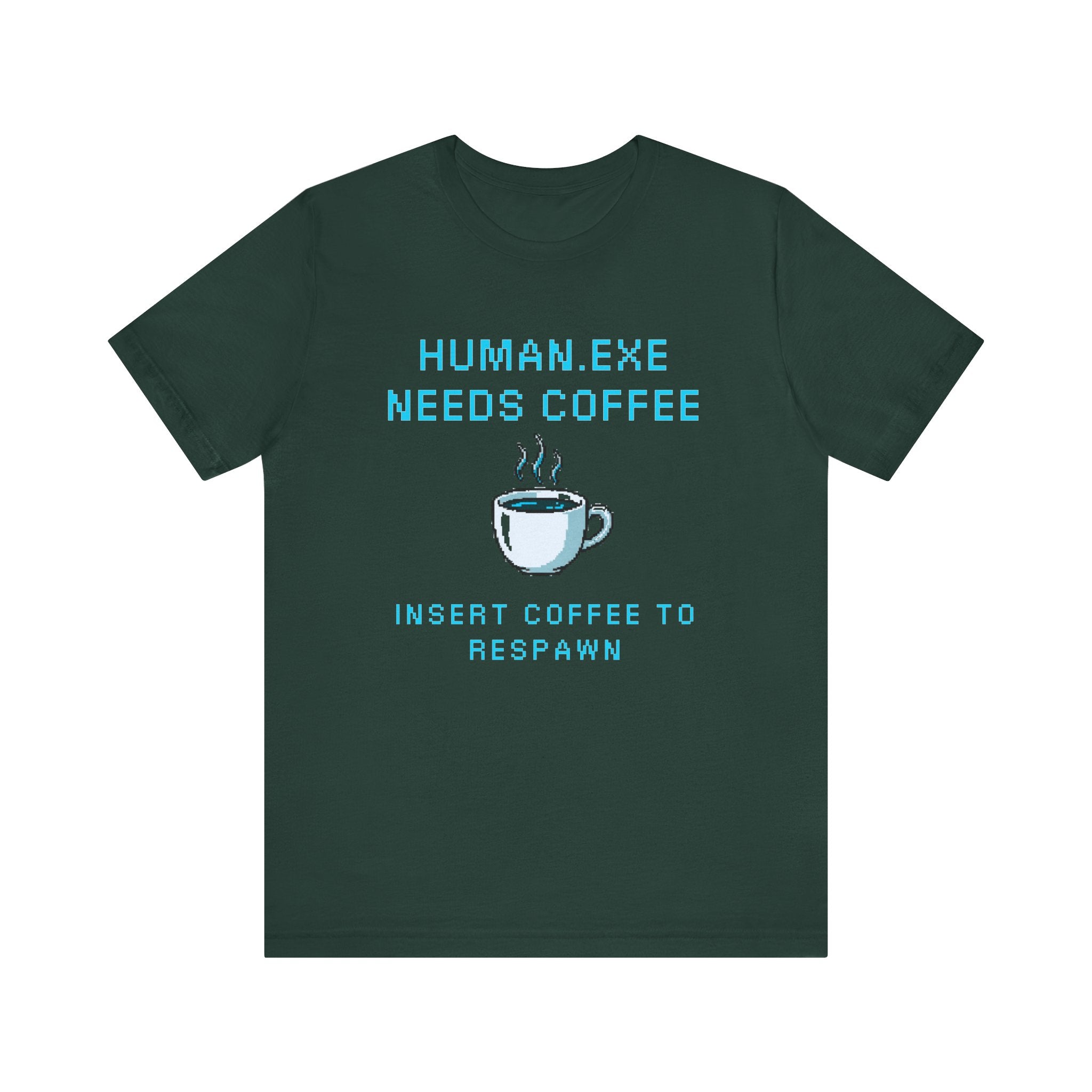 ☕ HUMAN.EXE NEEDS COFFEE Shirt • Insert Coffee to Respawn Gamer Tee • Morning Boot Sequence Pixel T-Shirt • Funny 80s 90s Gamer Gift