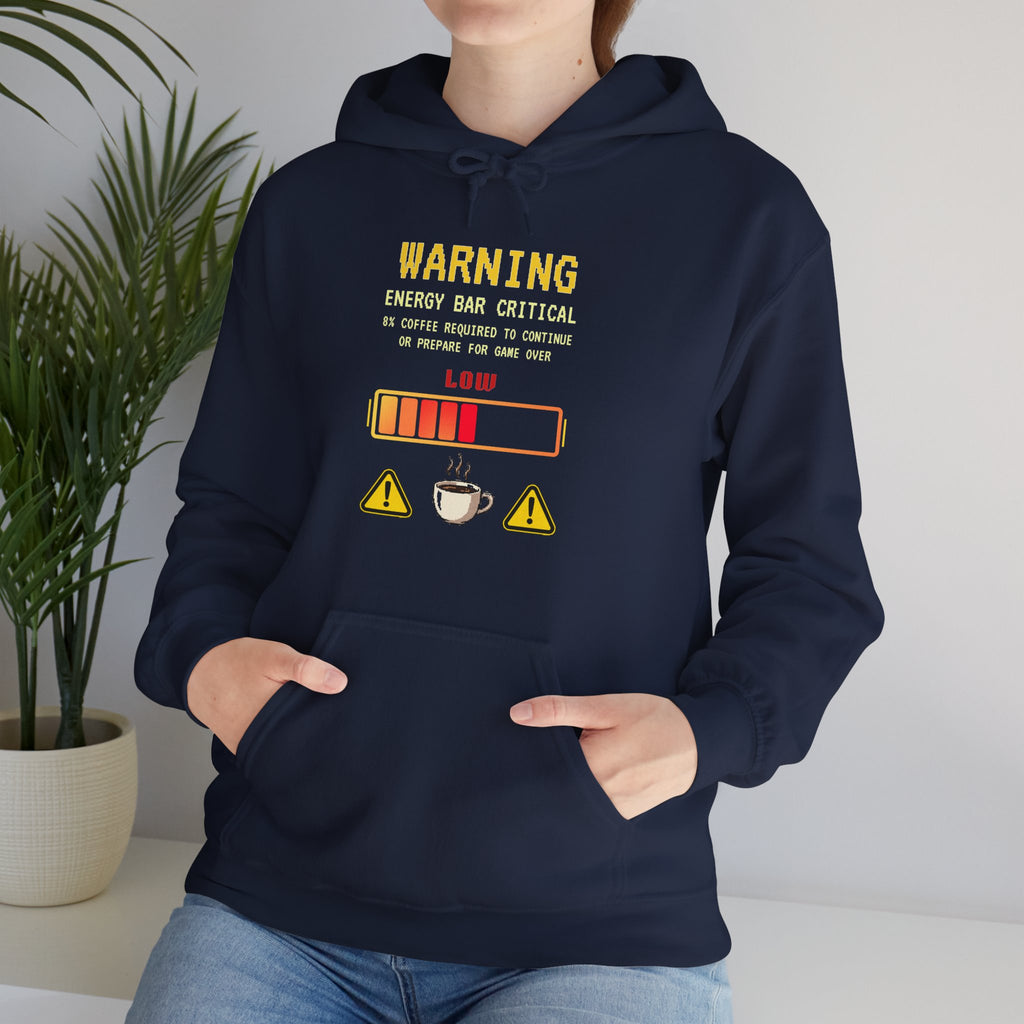 🔥 Low Energy Gamer Hoodie • Caffeine Required to Respawn • Funny Coffee Addict Hoodie • System Critical Pullover • Gift for Gamers & Coders