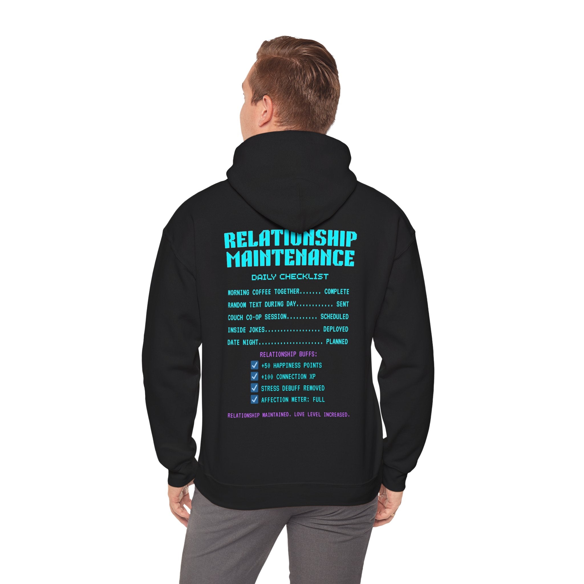 Love Exe Daily Quest Appreciate Player 2 Hoodie | Funny Gamer Couple Gift | Anniversary Gift for Him Her | Gaming Relationship Sweatshirt