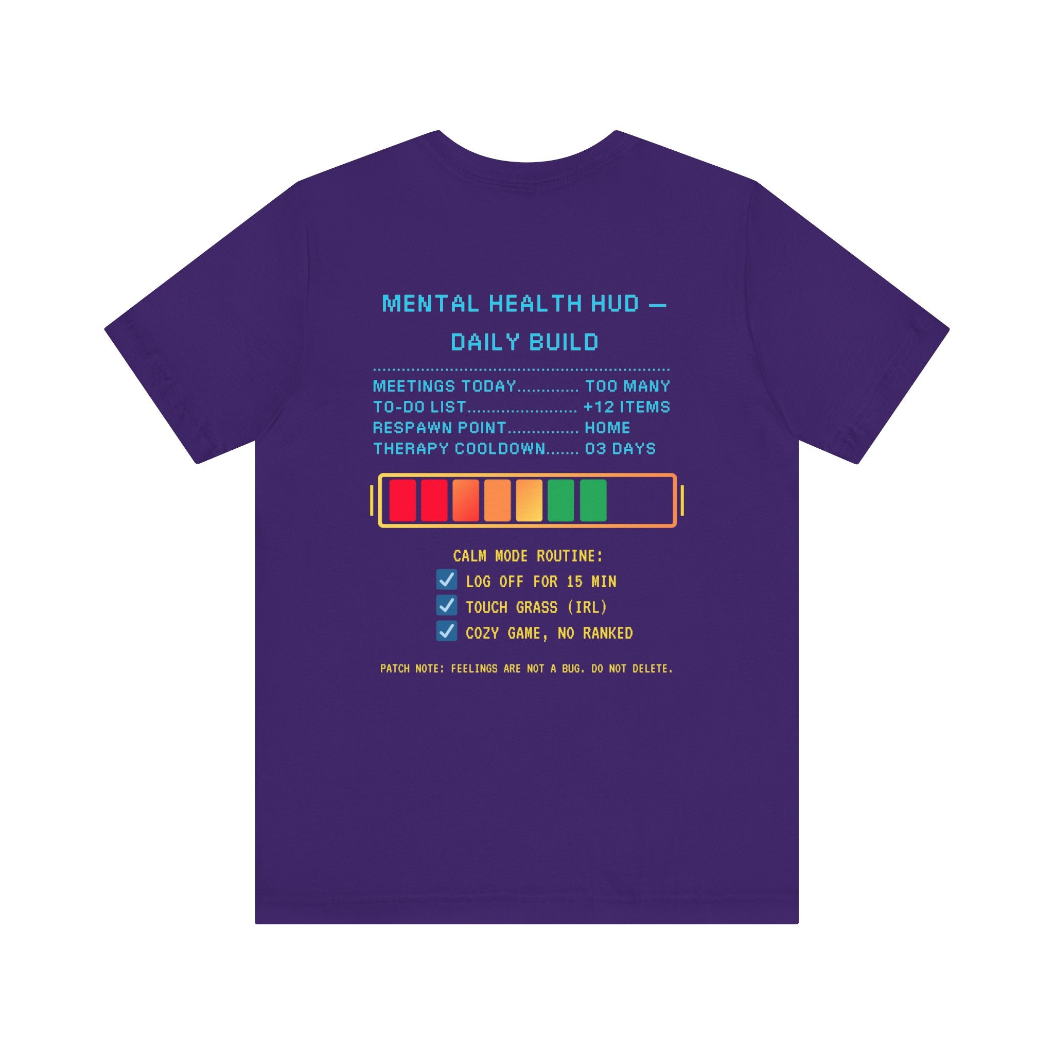 🧠 STRESS LEVELS AT 67% Shirt • Syncing to Calm Mode Gamer Tee • Mental Health HUD Pixel T-Shirt • Retro 80s 90s Gamer Gift for Adults