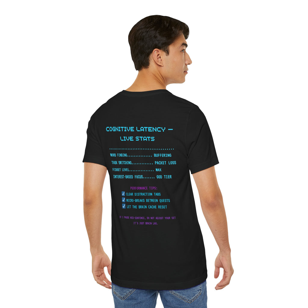 Brain Lag – High Ping Thoughts Shirt (Front & Back Print) Cognitive Latency Gamer Tee