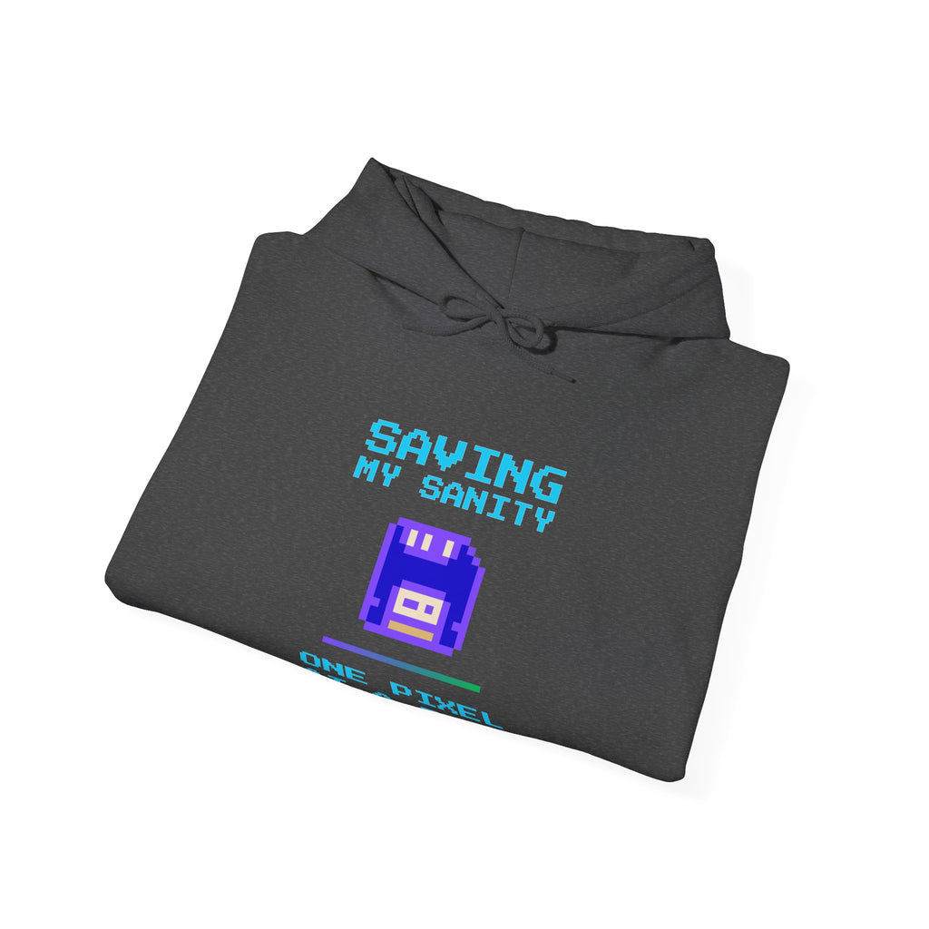 🔥 Saving My Sanity Hoodie | Front + Back Design | Gamer Mental Health Sweatshirt | Retro Floppy Disk Gaming Humor