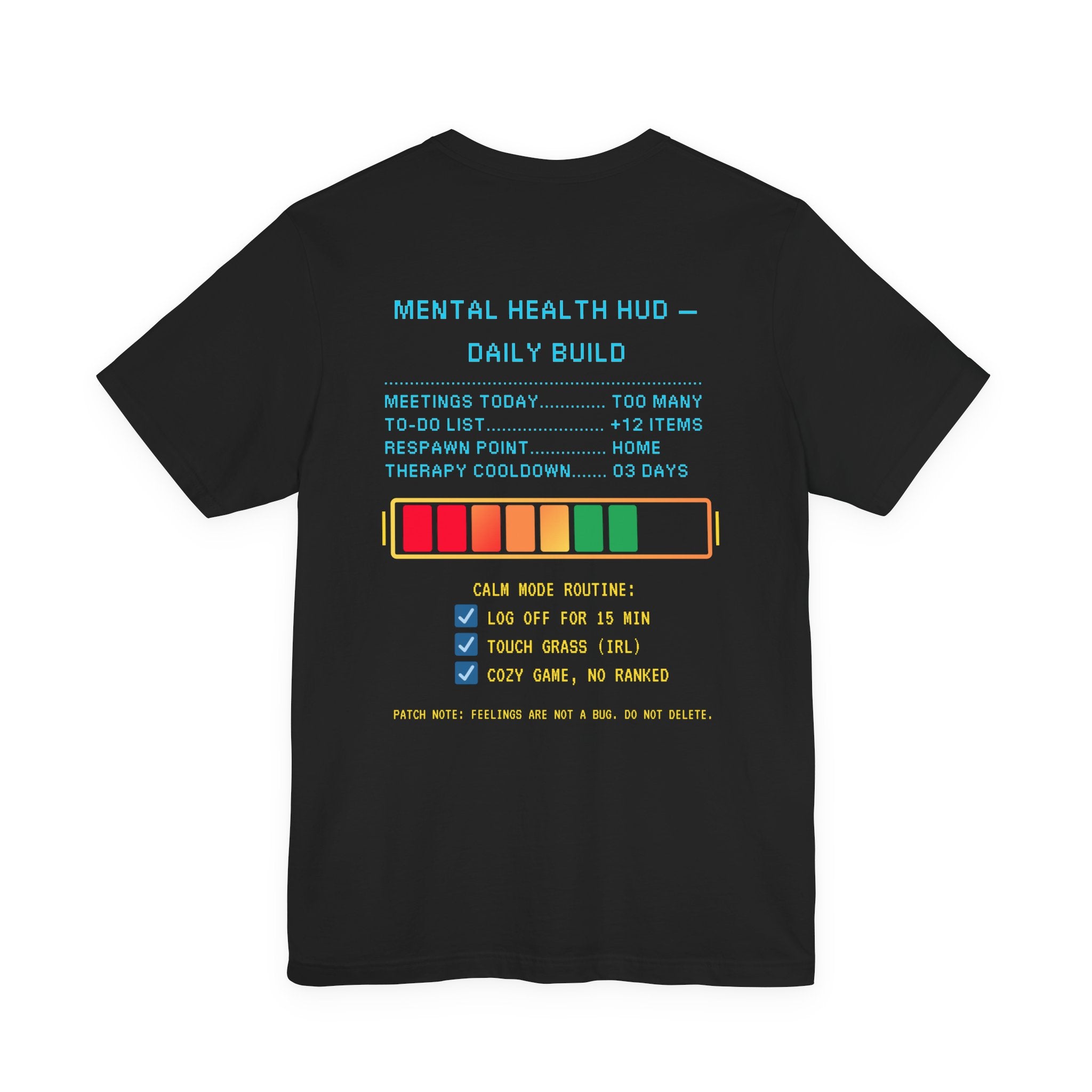 🧠 STRESS LEVELS AT 67% Shirt • Syncing to Calm Mode Gamer Tee • Mental Health HUD Pixel T-Shirt • Retro 80s 90s Gamer Gift for Adults