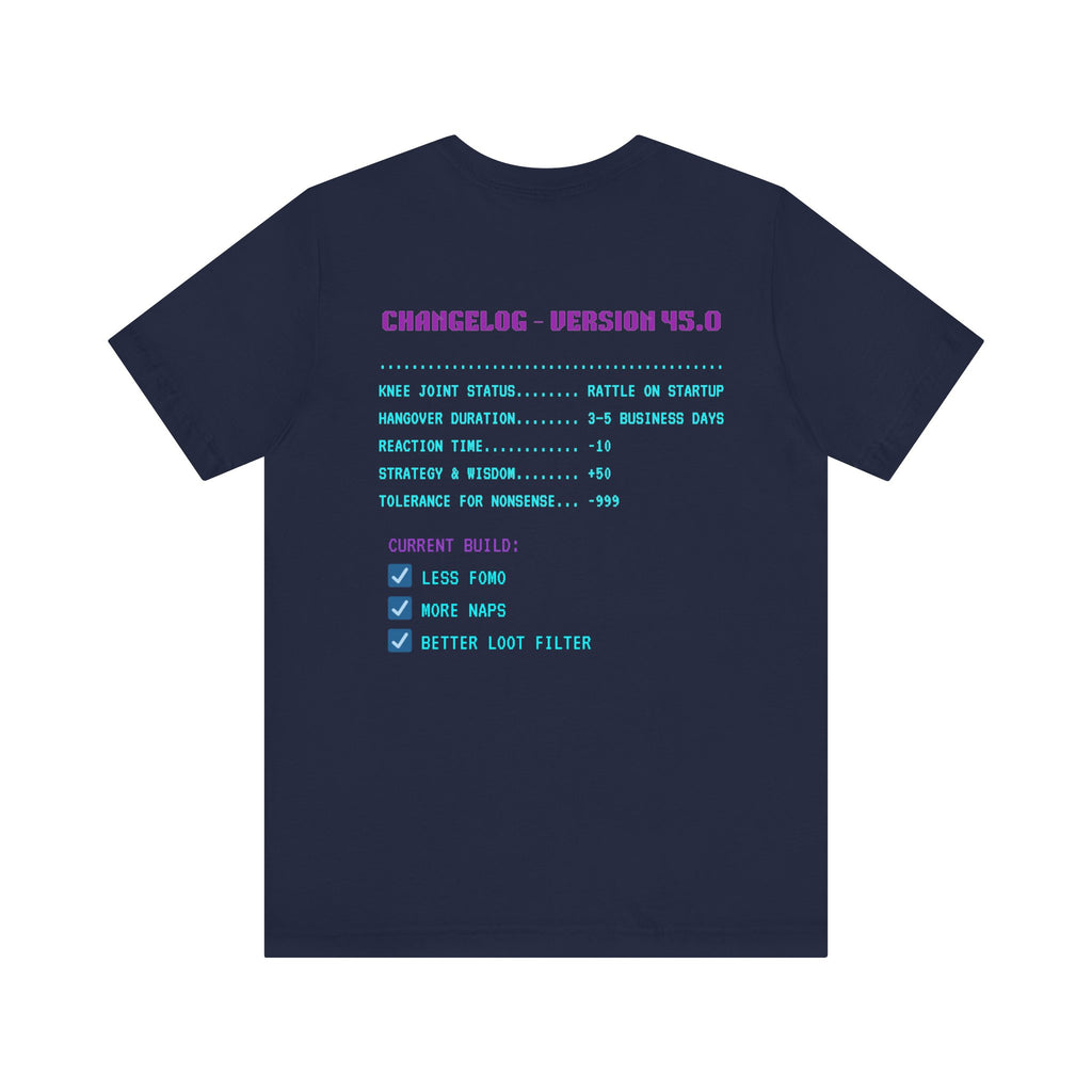 🎮 HUMAN.EXE Patch Notes v45.0 Shirt • Funny 45th Birthday Gamer T-Shirt • Retro Changelog Tee for 80s 90s Gamers • Level 45 Upgrade Gift