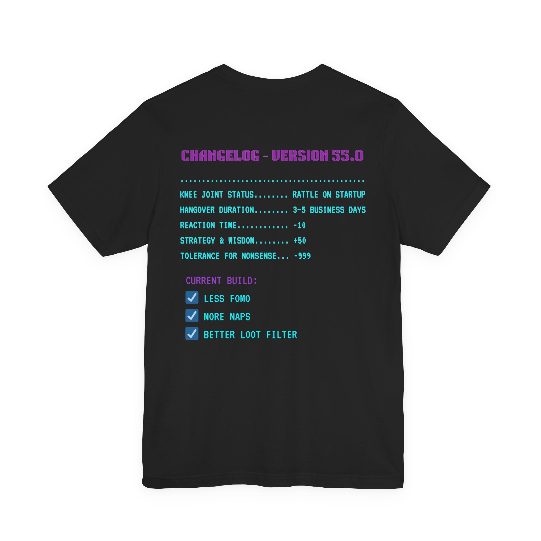 🎮 HUMAN.EXE Patch Notes v55.0 Shirt • Funny 55th Birthday Gamer T-Shirt • Retro Changelog Tee for 80s 90s Gamers • Level 55 Upgrade Gift