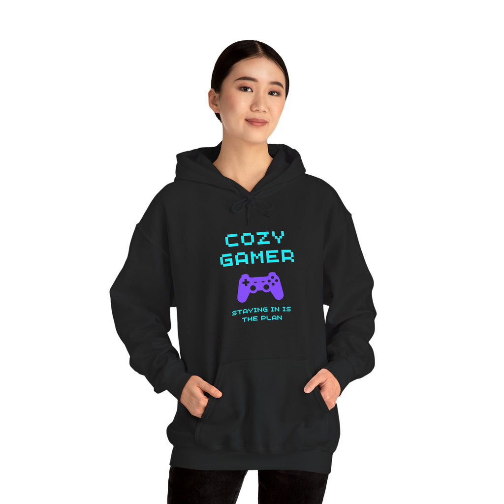 Cozy Gamer Hoodie – Staying In Is the Plan Retro Gamer Sweatshirt (Front & Back Print)