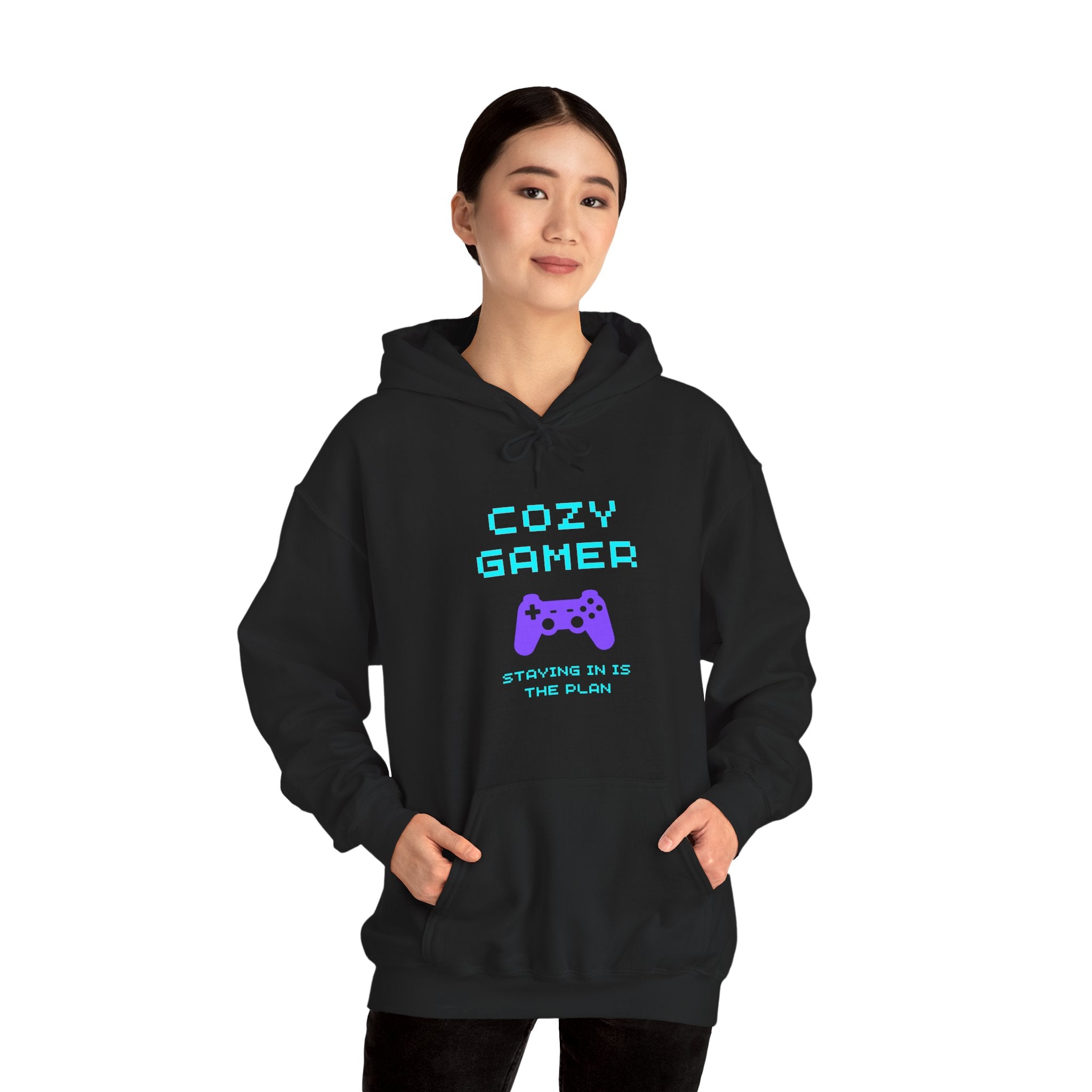 Cozy Gamer Hoodie – Staying In Is the Plan Retro Gamer Sweatshirt (Front & Back Print)