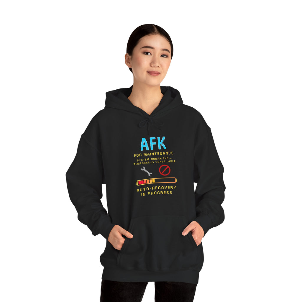 AFK for Maintenance Hoodie – Self-Care Mode HUMAN.EXE Gamer Sweatshirt (Front & Back Print)