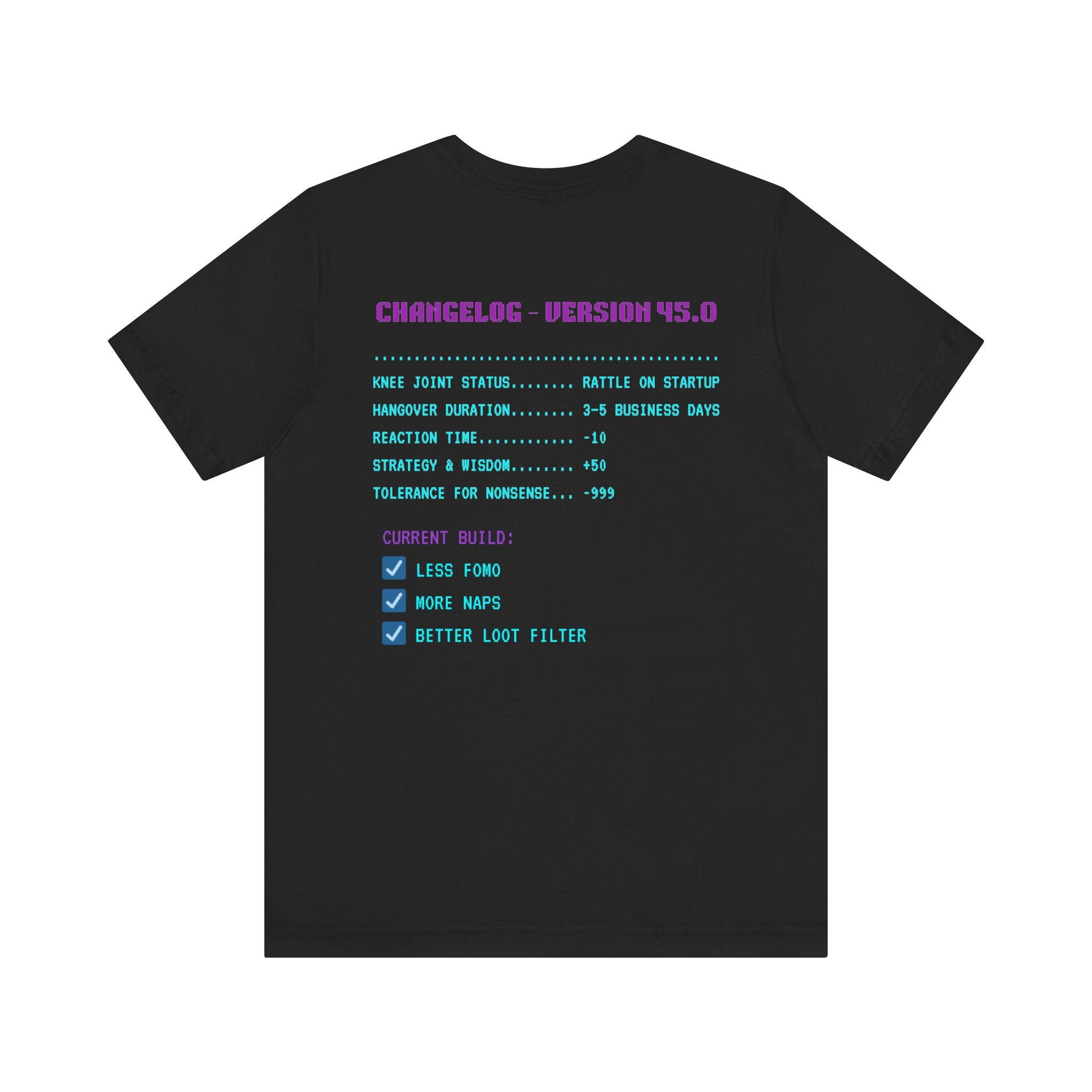 🎮 HUMAN.EXE Patch Notes v45.0 Shirt • Funny 45th Birthday Gamer T-Shirt • Retro Changelog Tee for 80s 90s Gamers • Level 45 Upgrade Gift