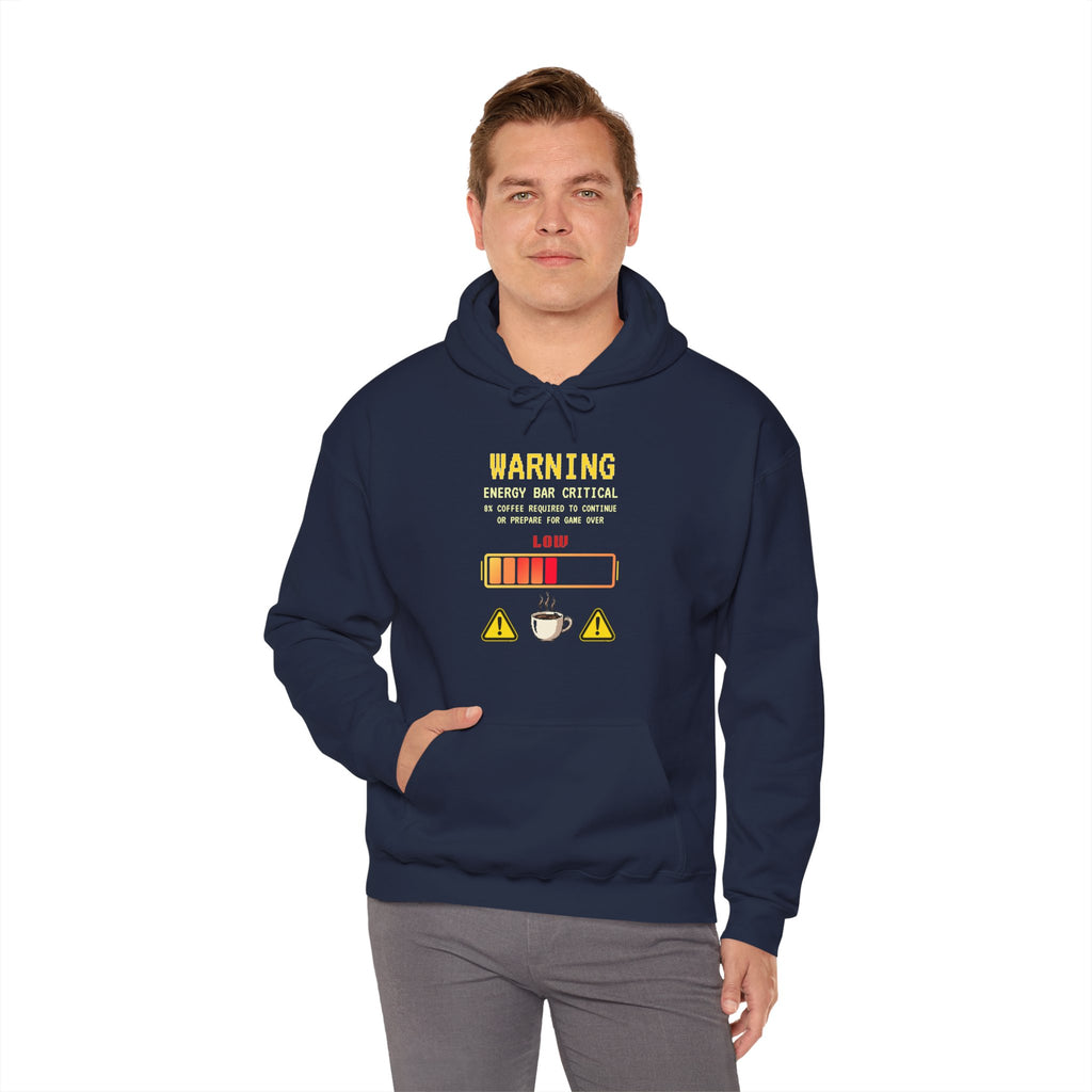 🔥 Low Energy Gamer Hoodie • Caffeine Required to Respawn • Funny Coffee Addict Hoodie • System Critical Pullover • Gift for Gamers & Coders