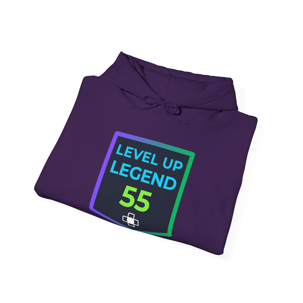 🔥 Level 55 Legend Hoodie • Retro Gamer 55th Birthday Gift • Front + Back Design • Arcade Achievement Hoodie