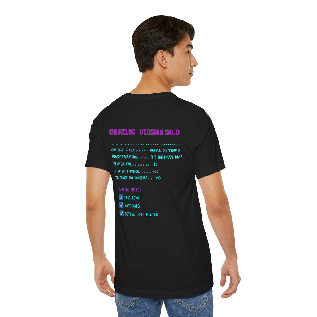 🎮 HUMAN.EXE Patch Notes v50.0 Shirt • Funny 50th Birthday Gamer T-Shirt • Retro Changelog Tee for 80s 90s Gamers • Level 50 Upgrade Gift