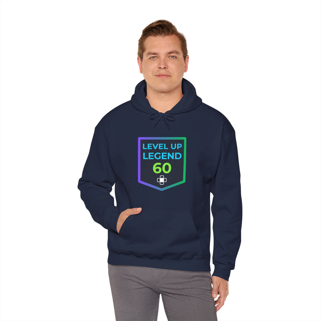 🔥 Level 60 Legend Hoodie • Retro Gamer 60th Birthday Gift • Front + Back Design • Arcade Achievement Hoodie