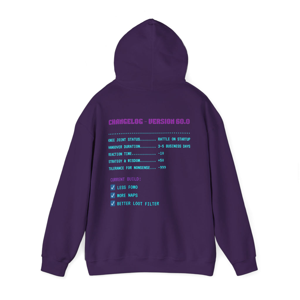 🎮 HUMAN.EXE Patch Notes v 60.0 Hoodie • Funny 60th Birthday Gamer Hoodie • Retro Changelog Sweatshirt • Cozy Level 60 Upgrade Gift