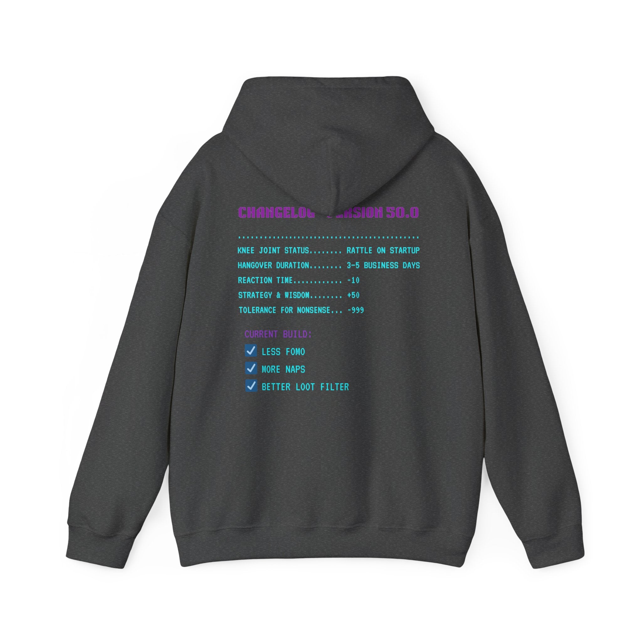 🎮 HUMAN.EXE Patch Notes v 50.0 Hoodie • Funny 50th Birthday Gamer Hoodie • Retro Changelog Sweatshirt • Cozy Level 50 Upgrade Gift