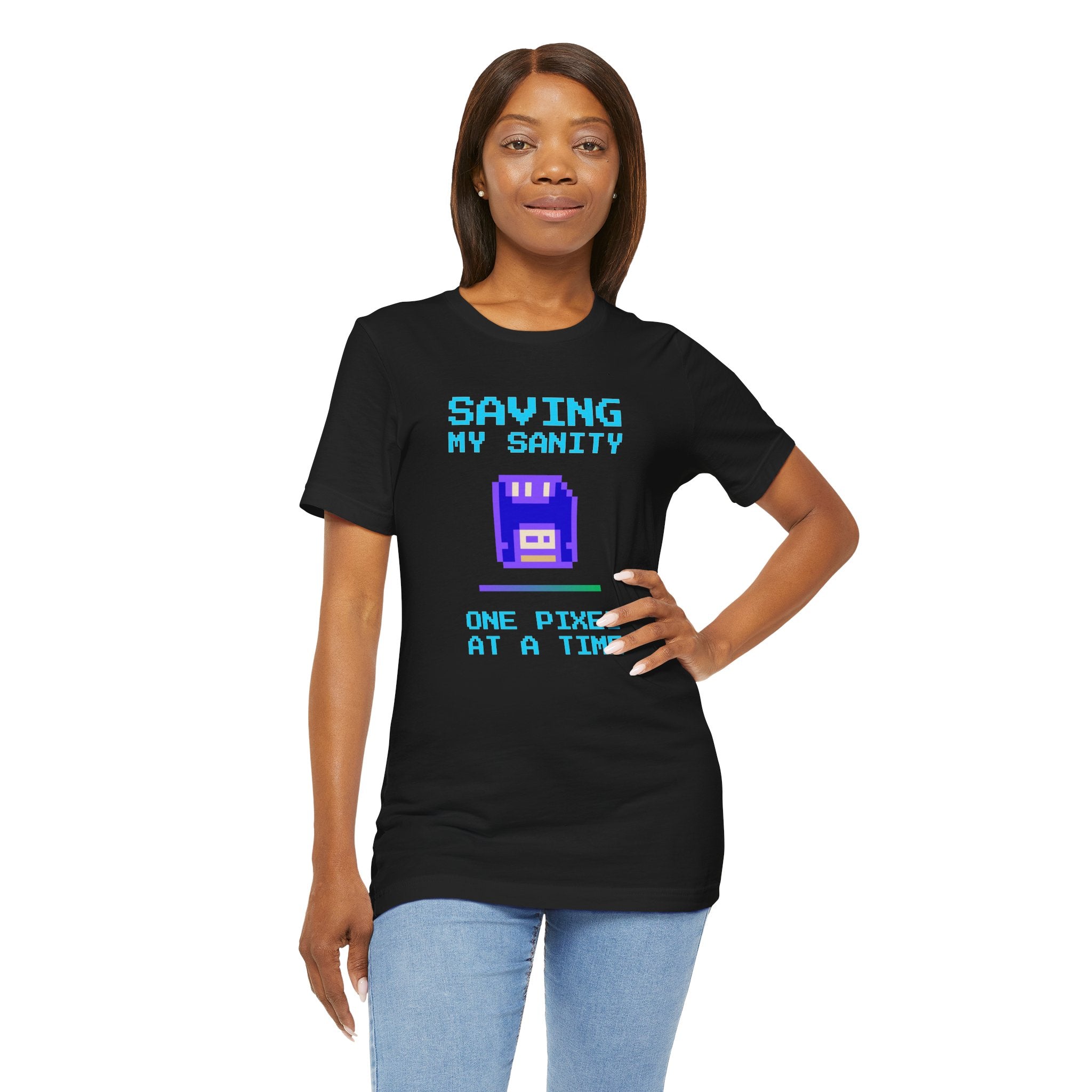 🔥 Saving My Sanity Shirt | Front + Back Design | Gamer Mental Health Tee | Retro Floppy Disk Gaming Humor