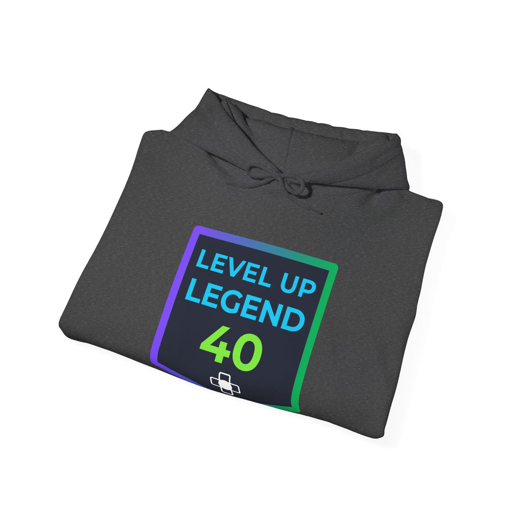 🔥 Level 40 Legend Hoodie • Retro Gamer 40th Birthday Gift • Front + Back Design • Arcade Achievement Hoodie
