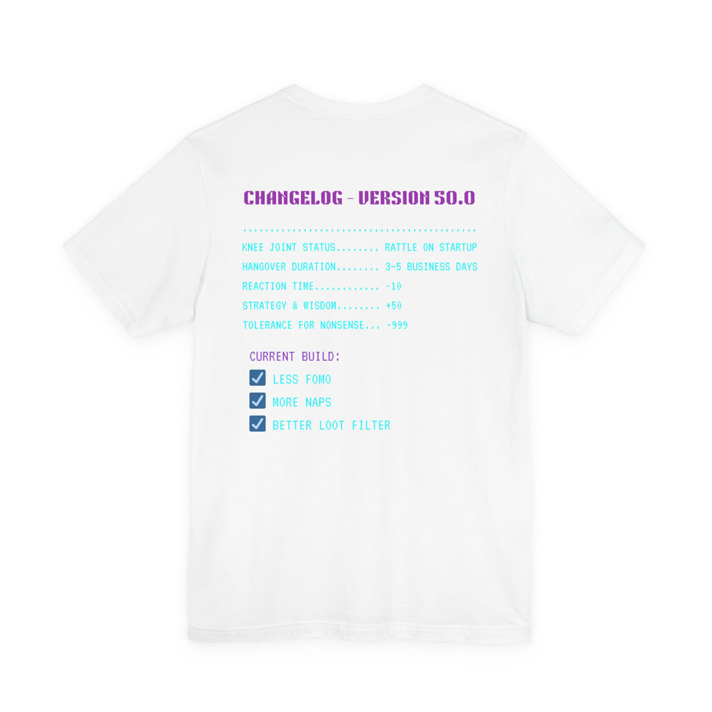 🎮 HUMAN.EXE Patch Notes v50.0 Shirt • Funny 50th Birthday Gamer T-Shirt • Retro Changelog Tee for 80s 90s Gamers • Level 50 Upgrade Gift
